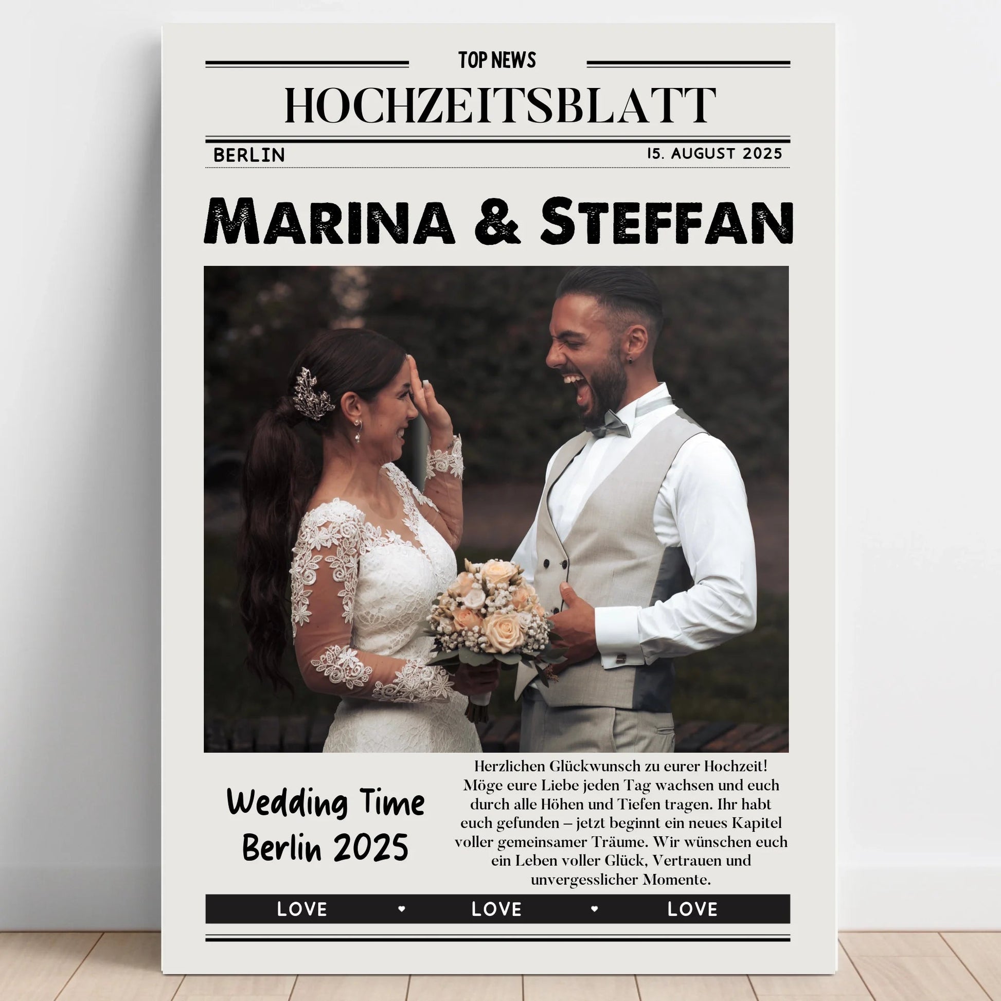 Hochzeit Geschenk Zeitungsposter personalisiert - Prinolla