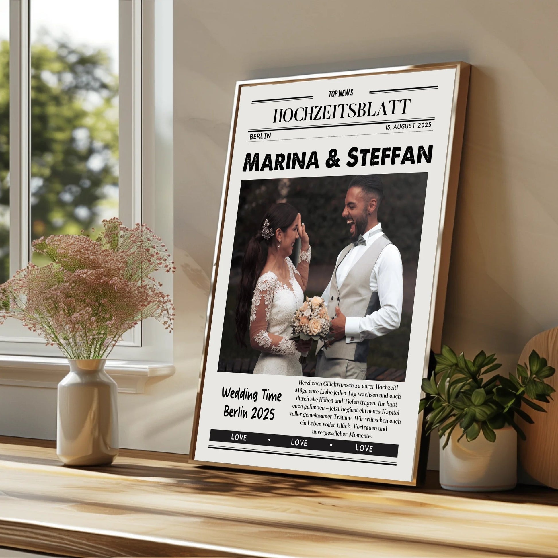 Hochzeit Geschenk Zeitungsposter personalisiert - Prinolla