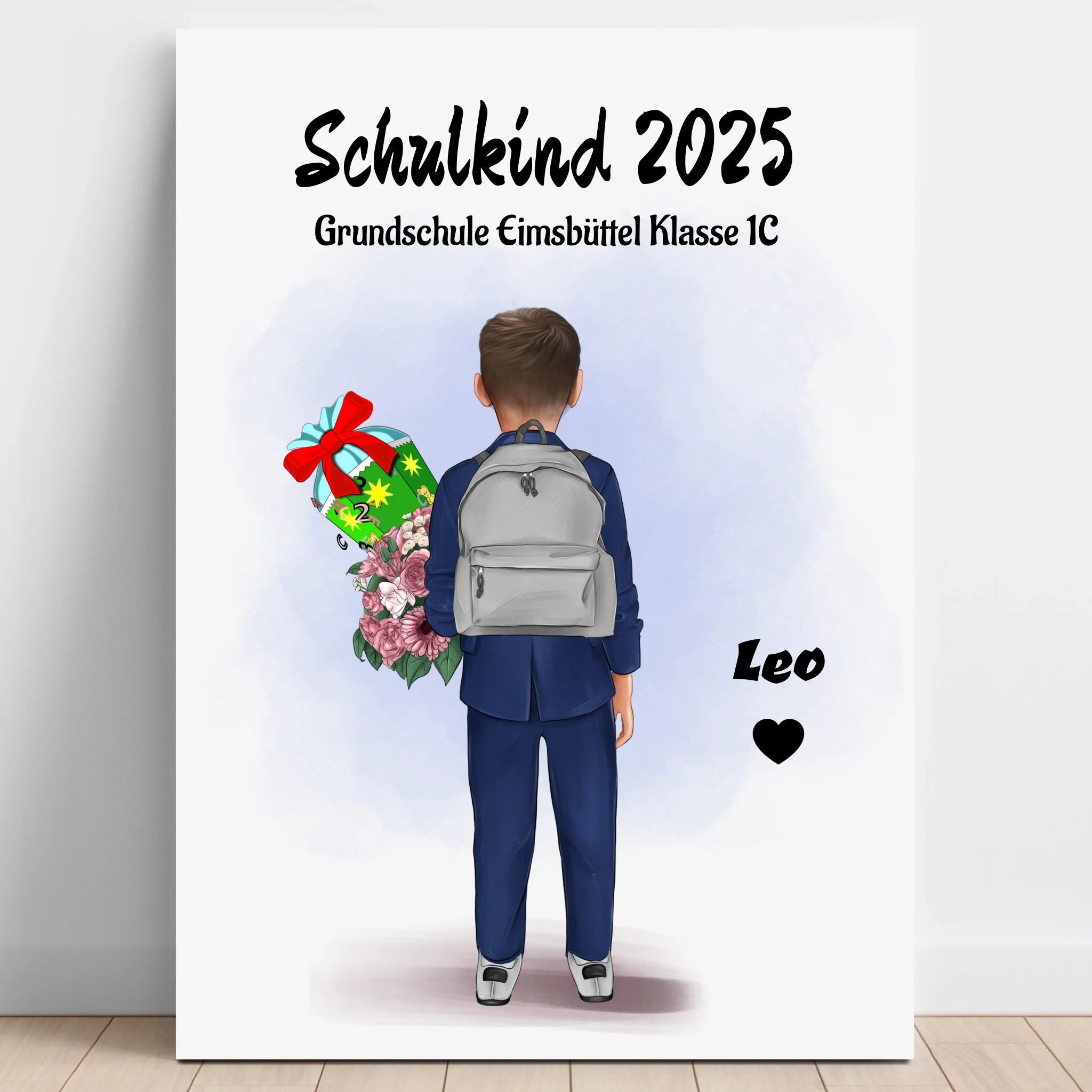 Junge Einschulung 1 Klasse Poster Geschenk personalisiert - Prinolla