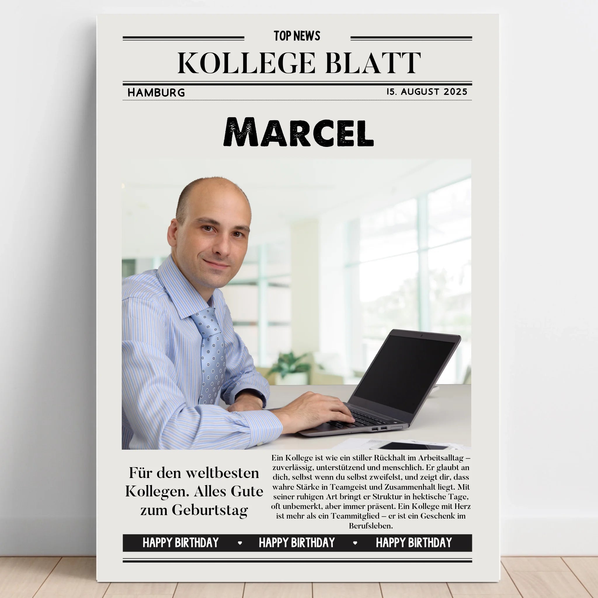 Kollege Mann Geschenk Zeitungsposter personalisiert - Prinolla