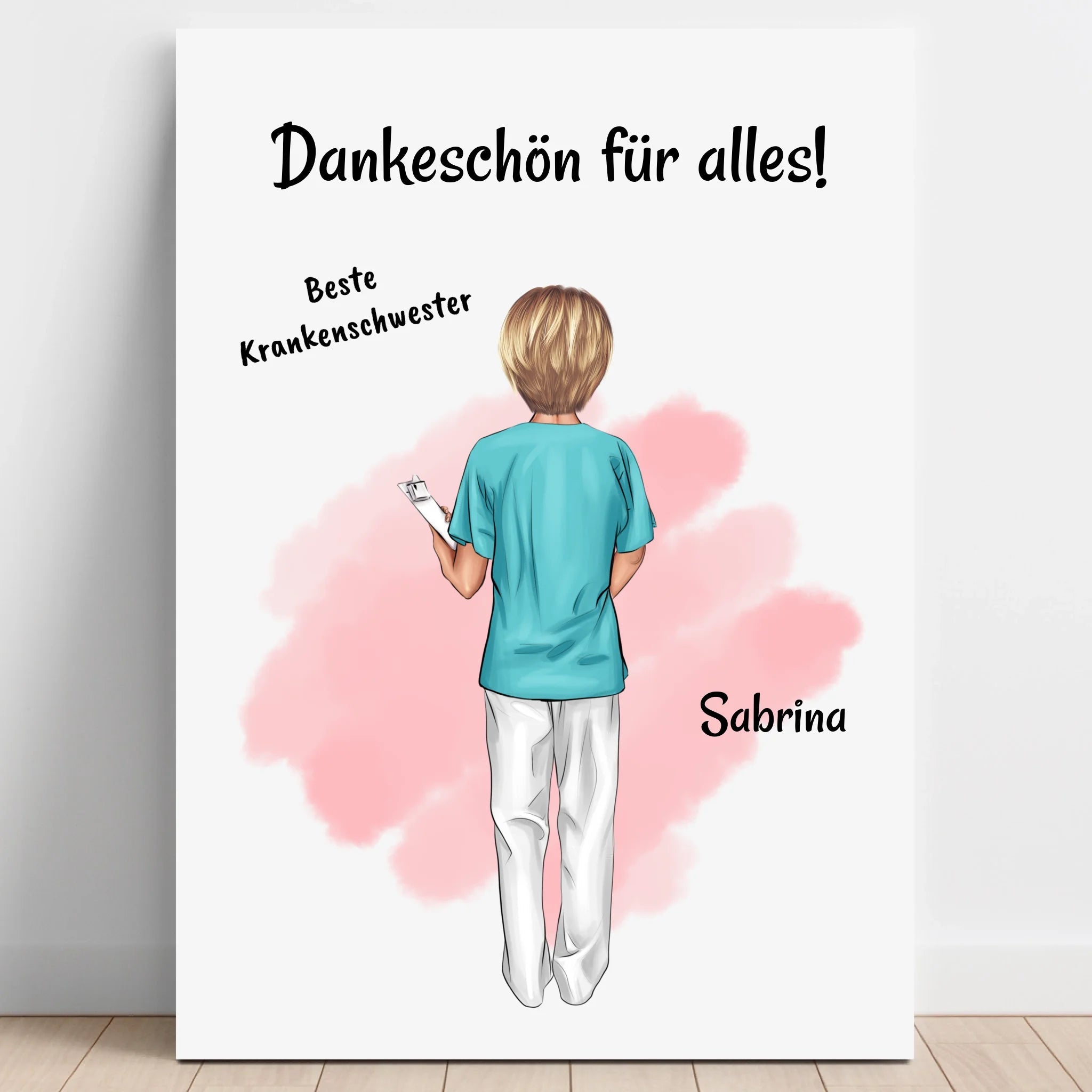 Krankenschwester Danke Geschenk Bild personalisiert - Prinolla