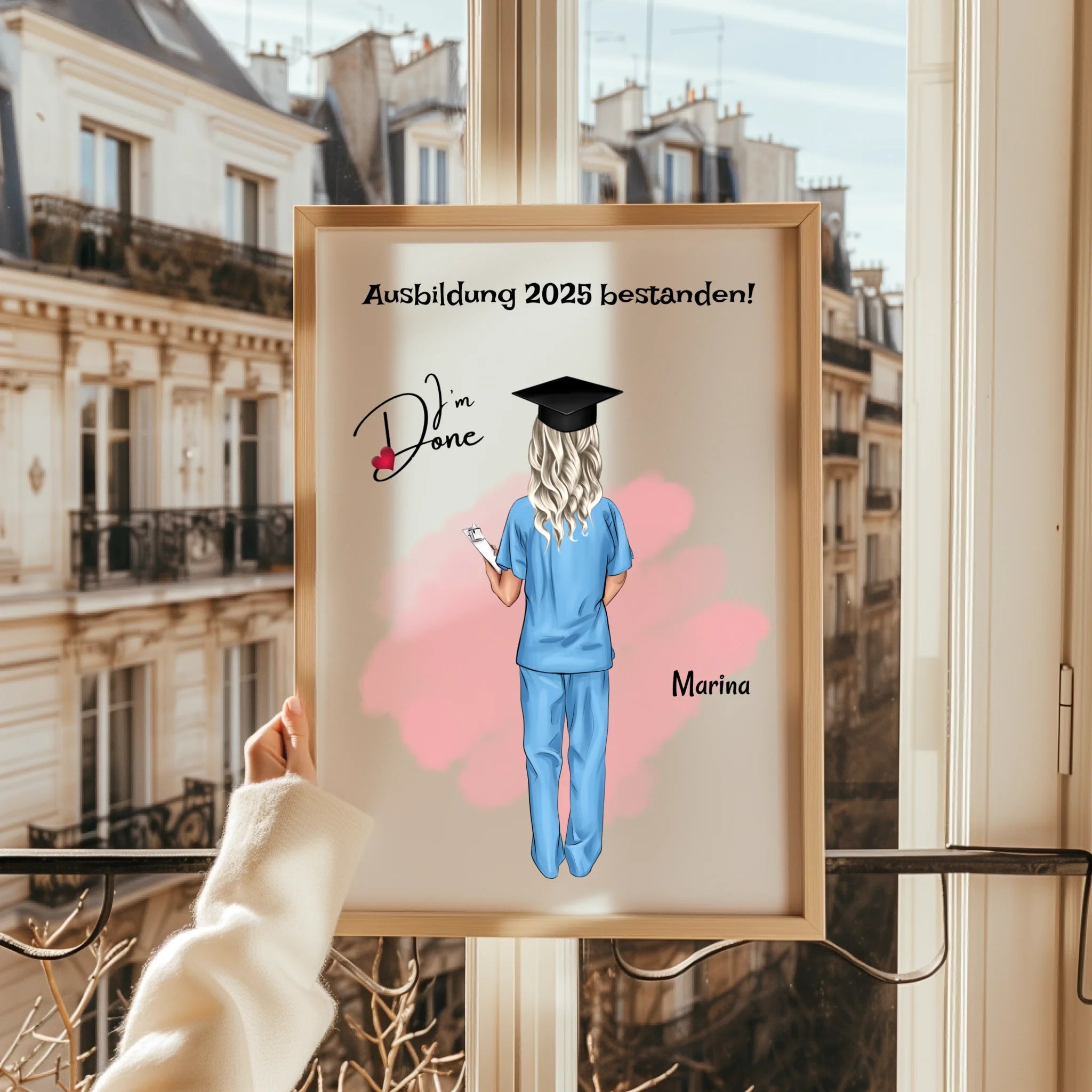 Krankenschwester Examen bestanden Geschenk Bild personalisiert - Prinolla