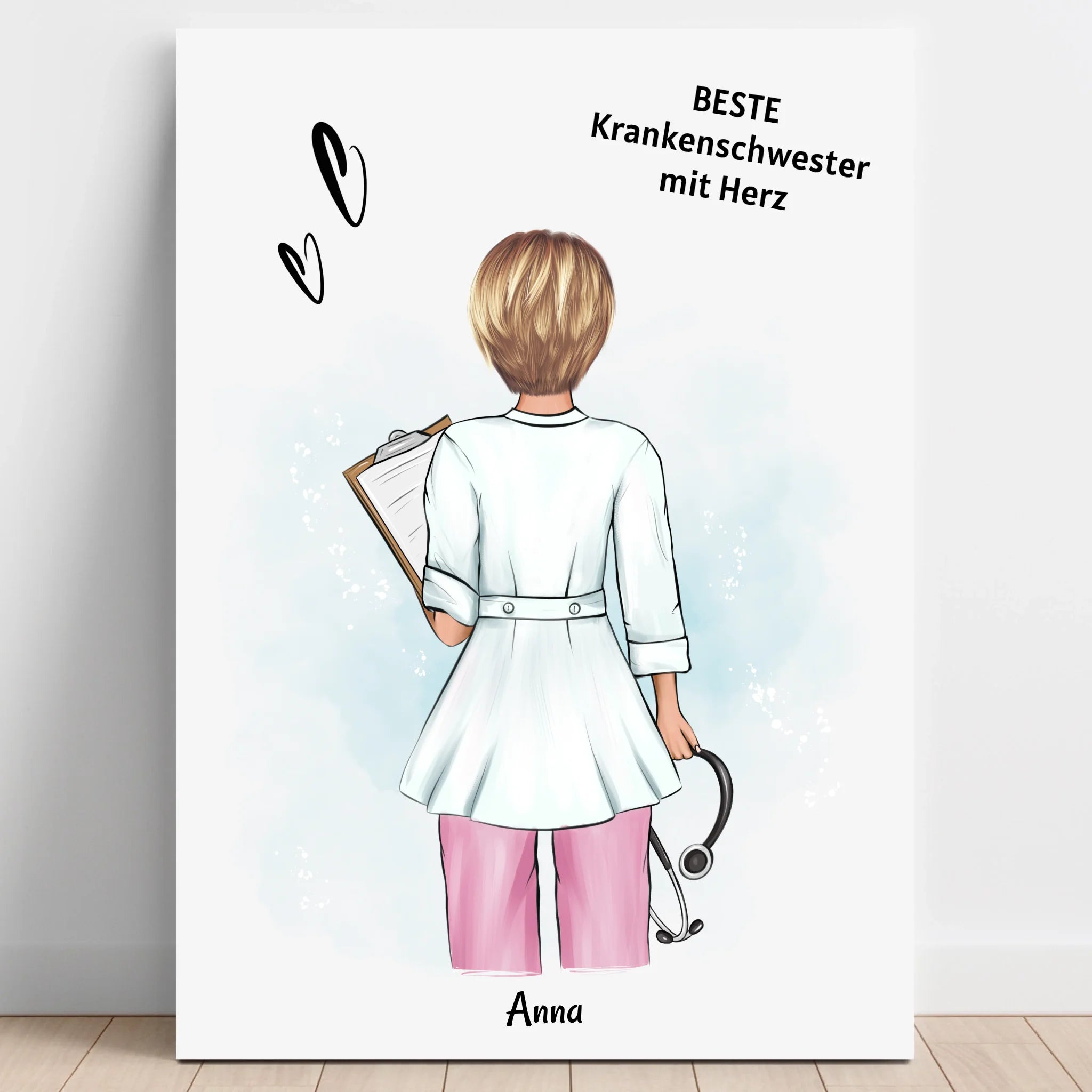 Krankenschwester mit Herz Geschenk Poster personalisiert - Prinolla