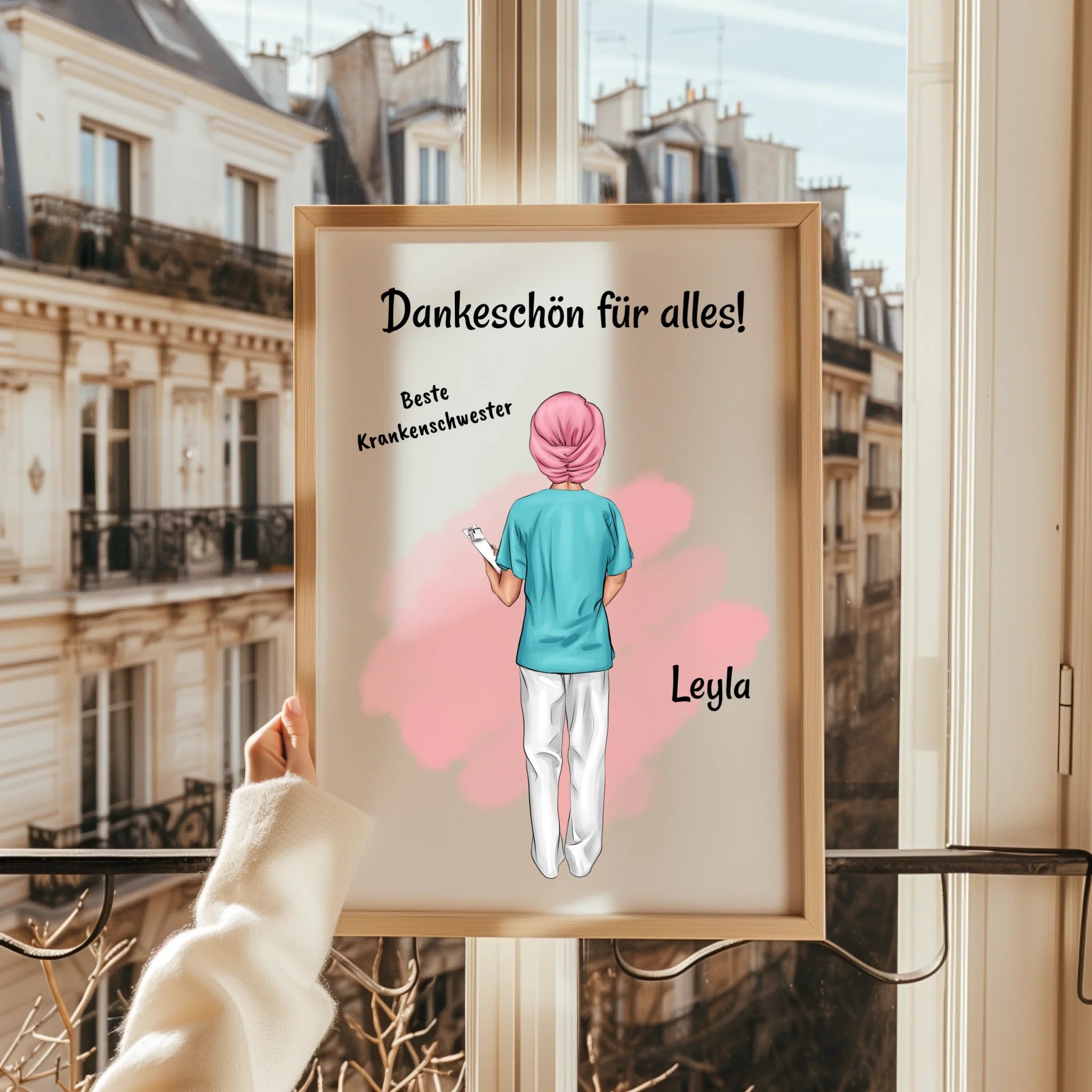 Krankenschwester mit Kopfbedeckung Geschenk Bild - Prinolla