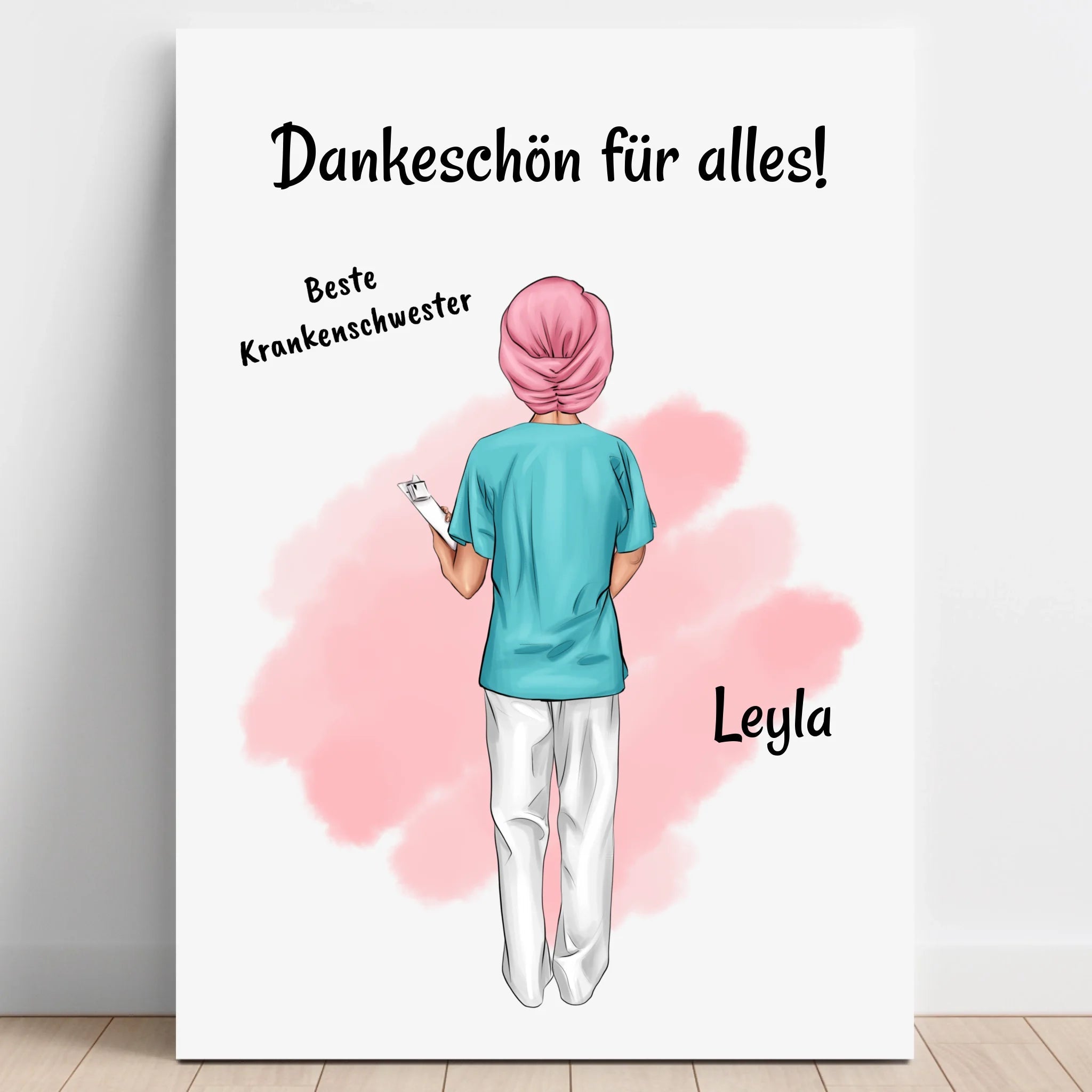 Krankenschwester mit Kopfbedeckung Geschenk Bild - Prinolla