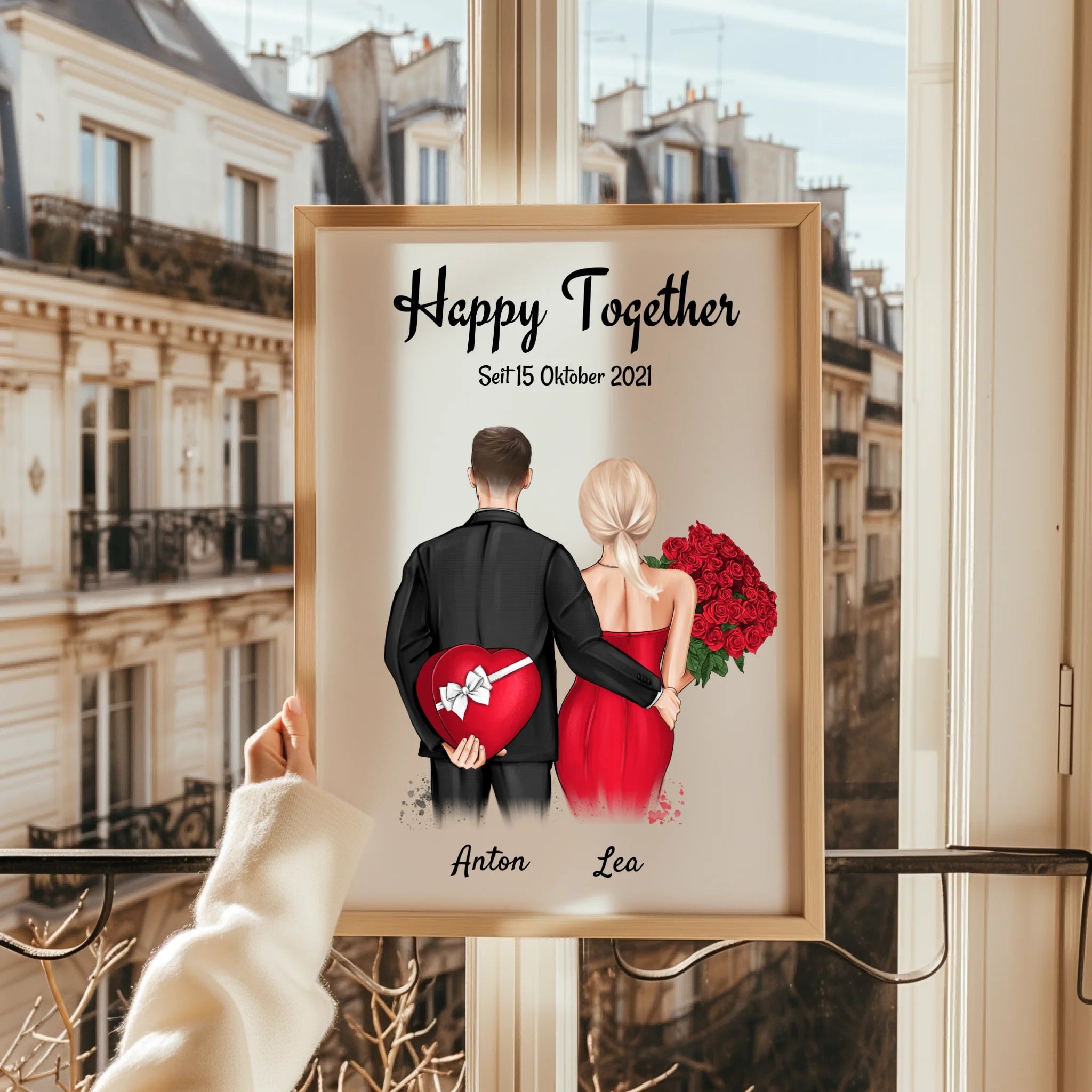 Liebespaar Bild Geschenk Illustration personalisiert - Prinolla