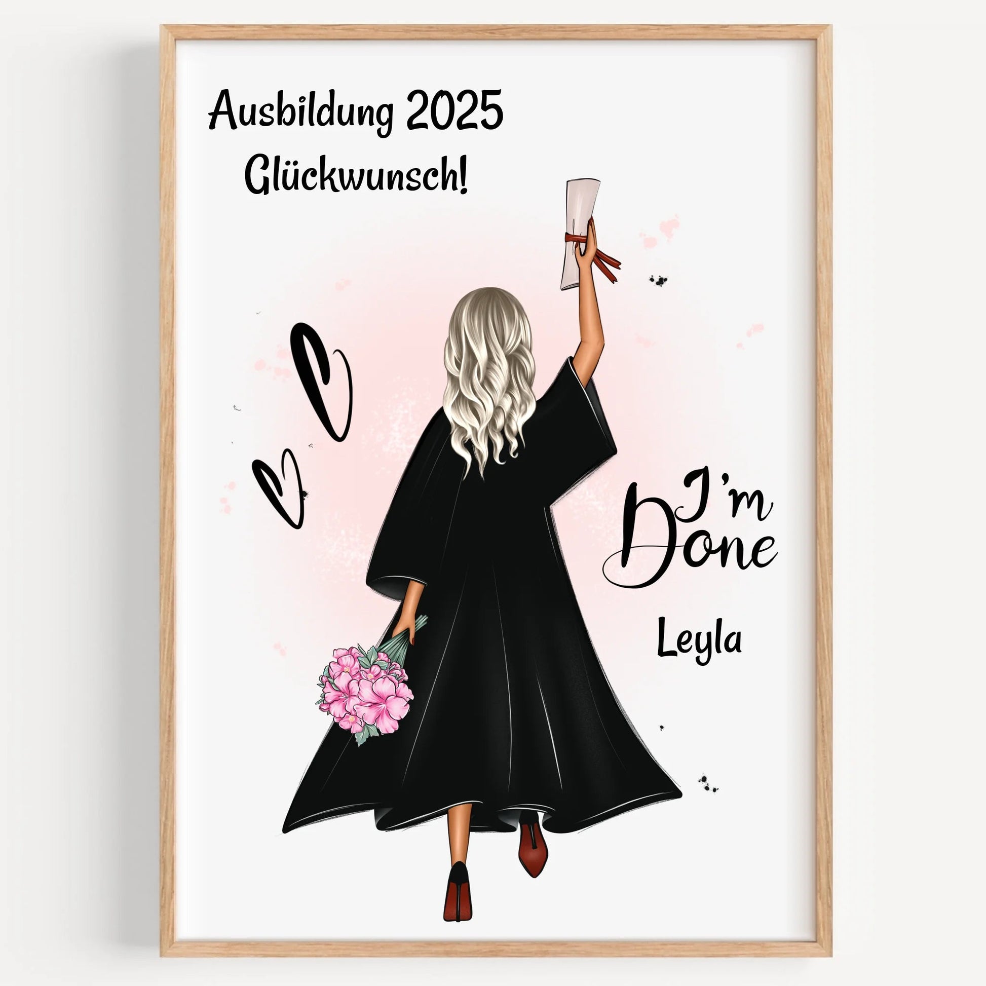 Mädchen Ausbildung bestanden Geschenk Poster personalisiert - Prinolla