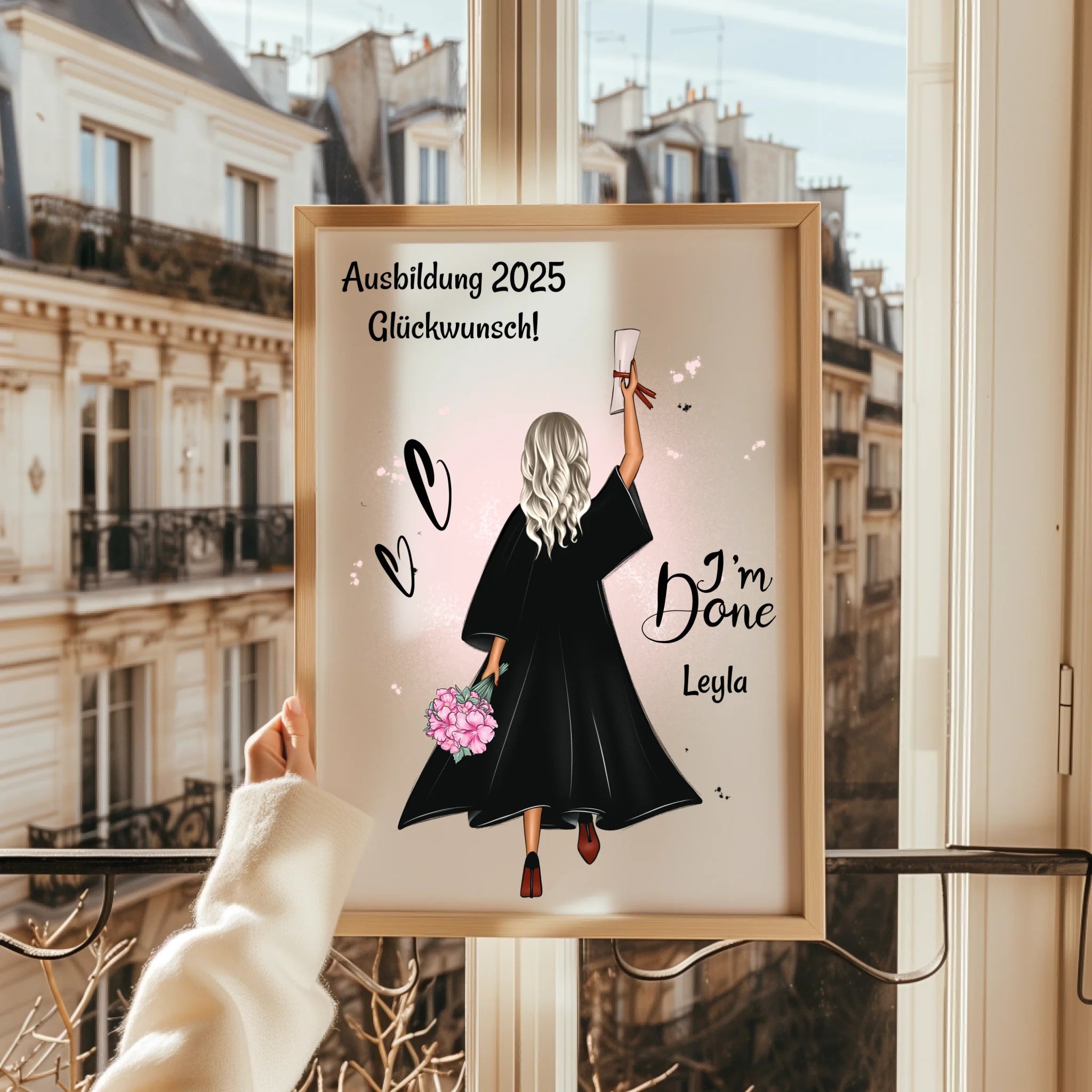 MĂ€dchen Ausbildung bestanden Geschenk Poster personalisiert - Prinolla