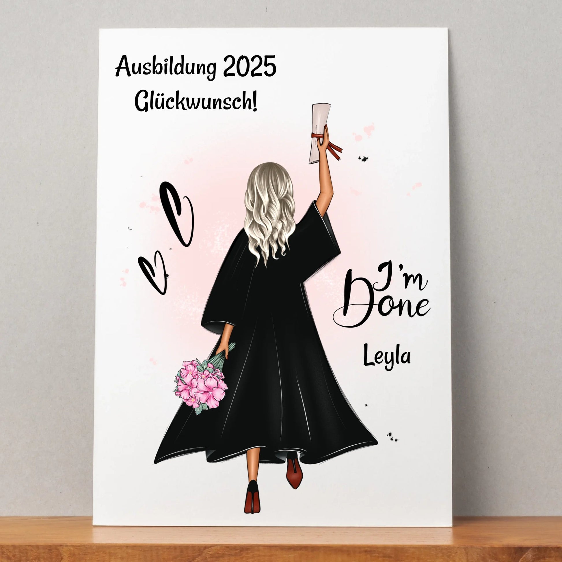 Mädchen Ausbildung bestanden Geschenk Poster personalisiert - Prinolla