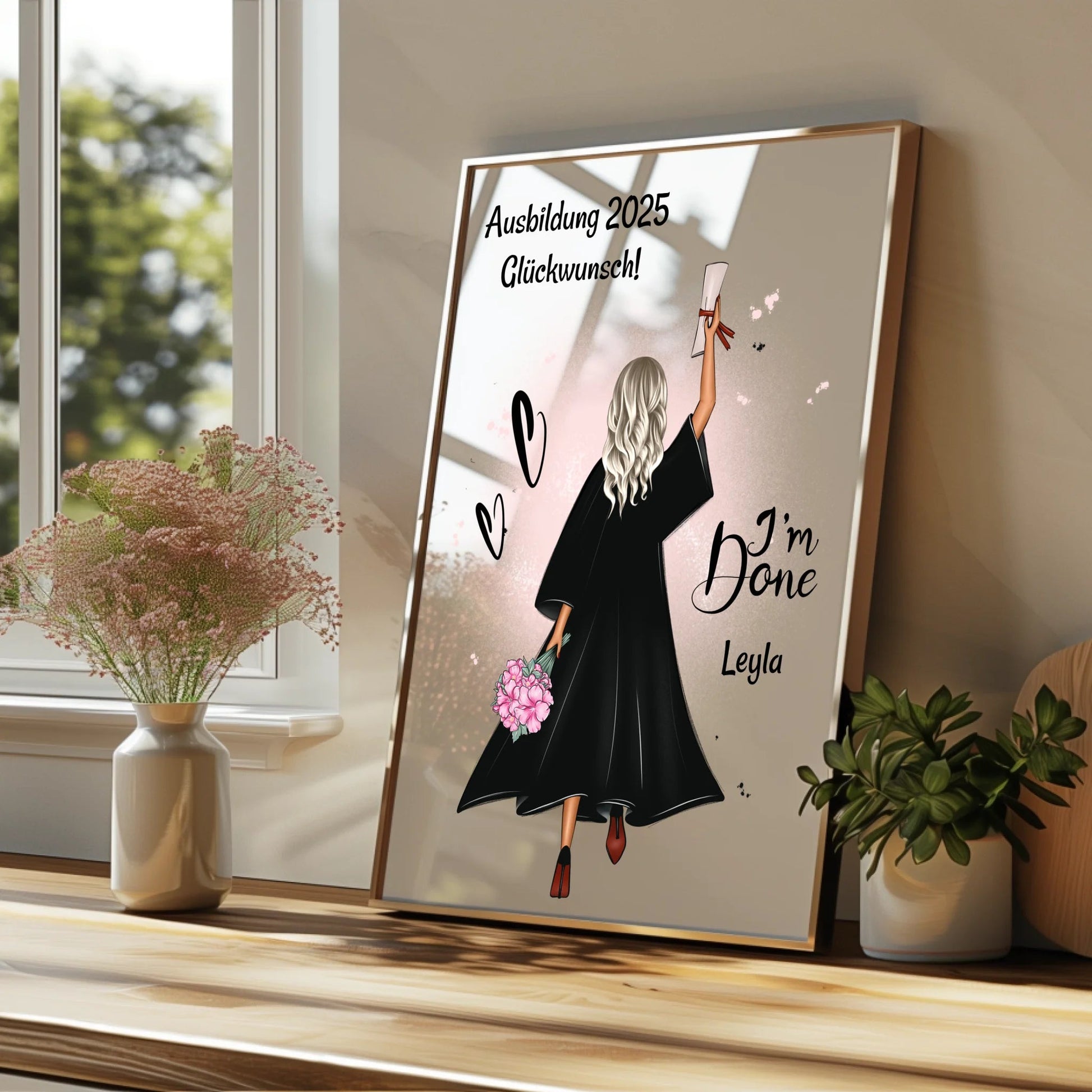 Mädchen Ausbildung bestanden Geschenk Poster personalisiert - Prinolla