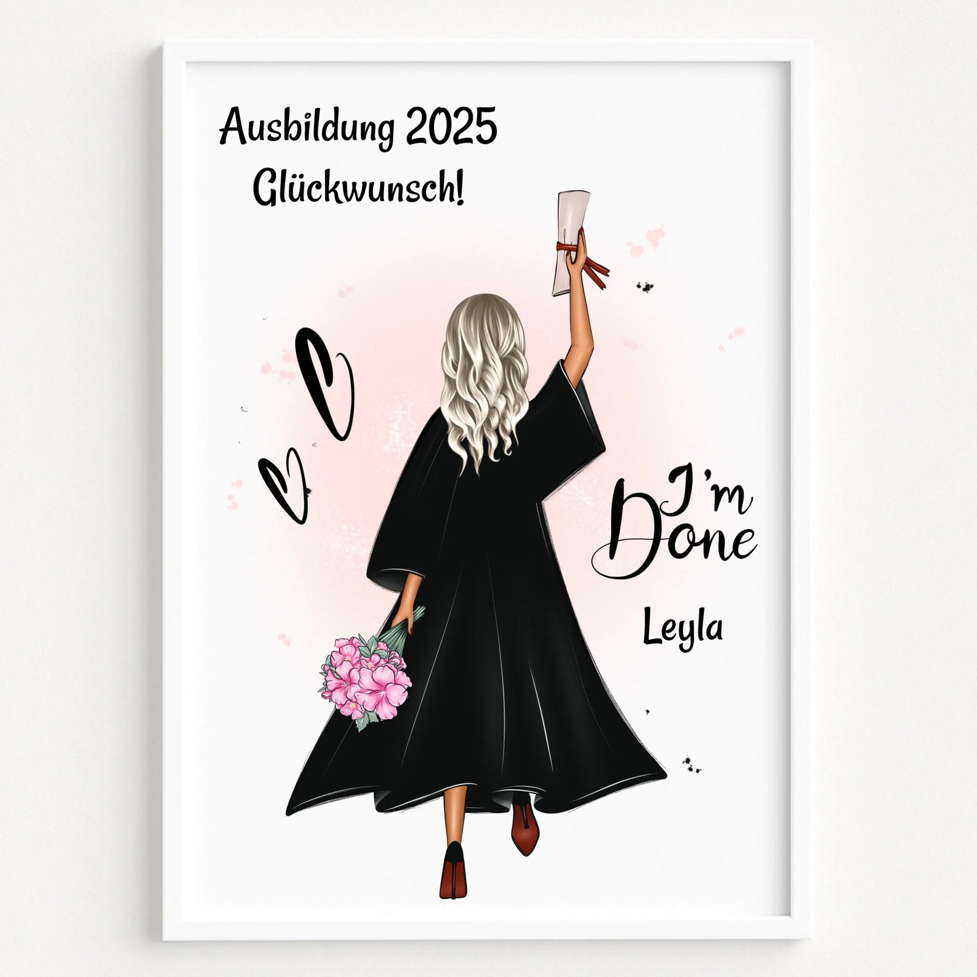 Mädchen Ausbildung bestanden Geschenk Poster personalisiert - Prinolla