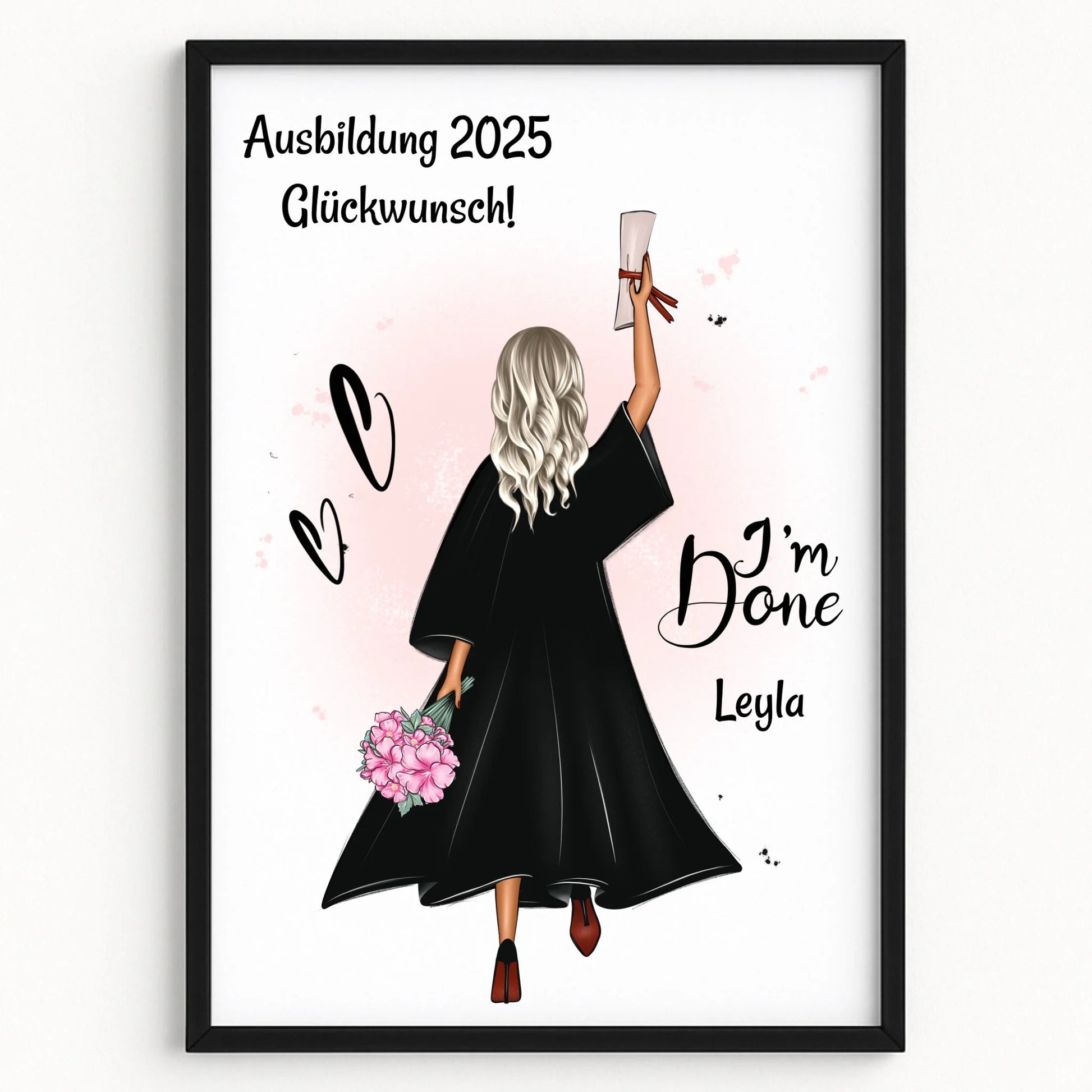 Mädchen Ausbildung bestanden Geschenk Poster personalisiert - Prinolla