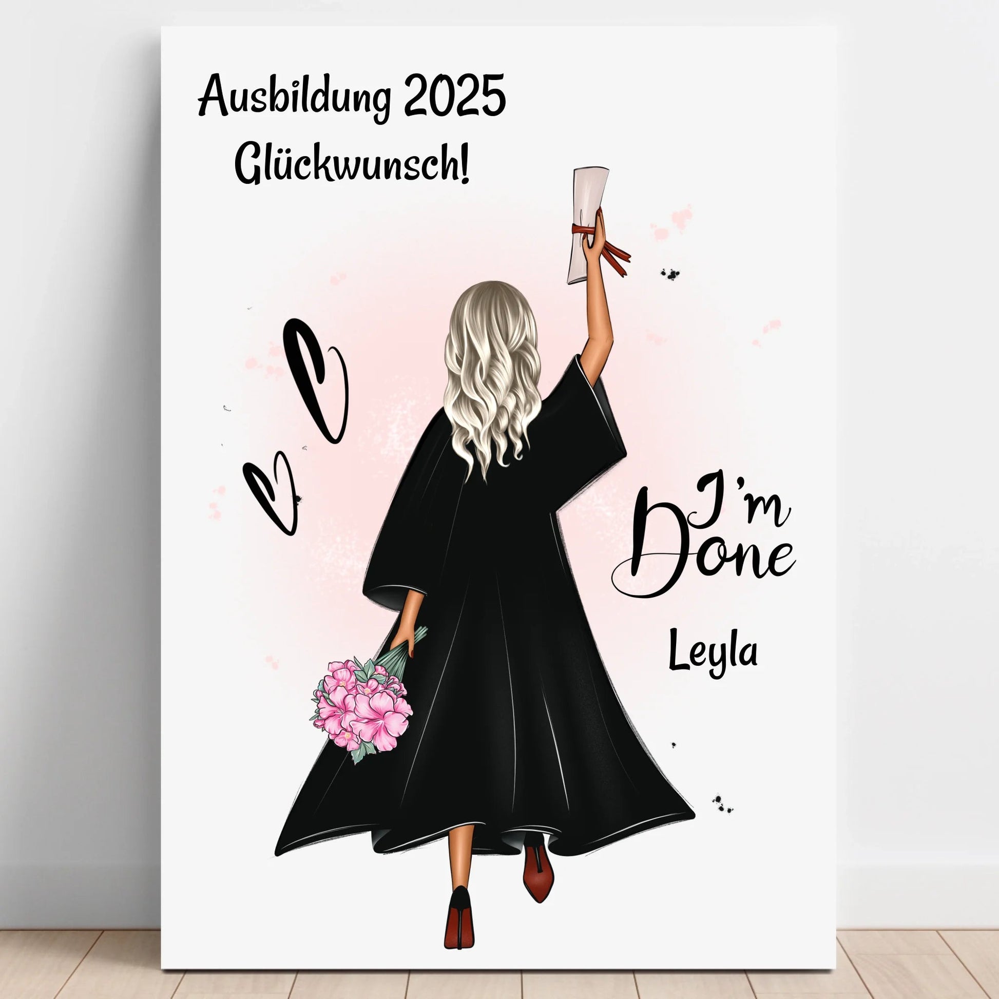 Mädchen Ausbildung bestanden Geschenk Poster personalisiert - Prinolla