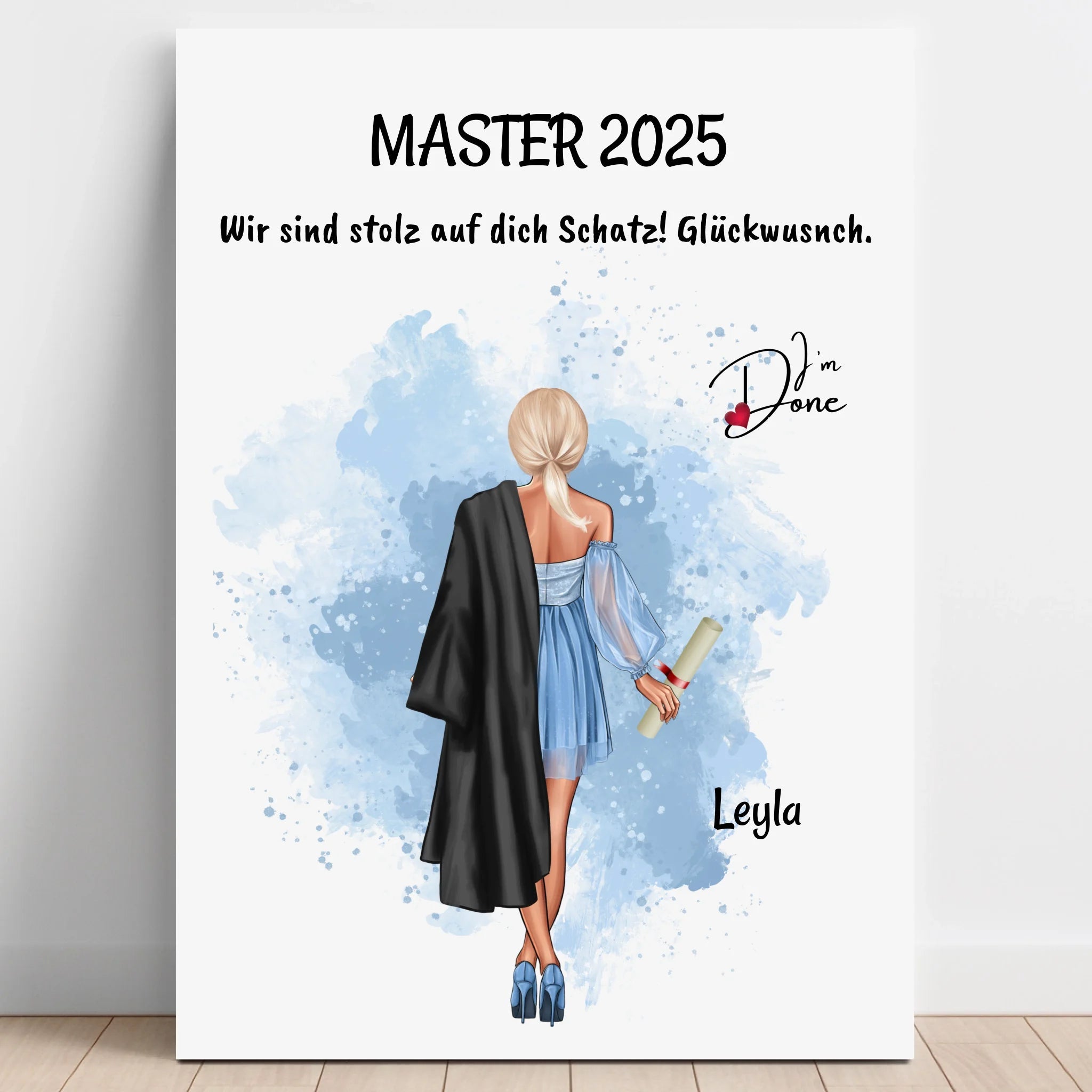 Master Abschlussgeschenk MĂ€dchen Bild personalisiert - Prinolla