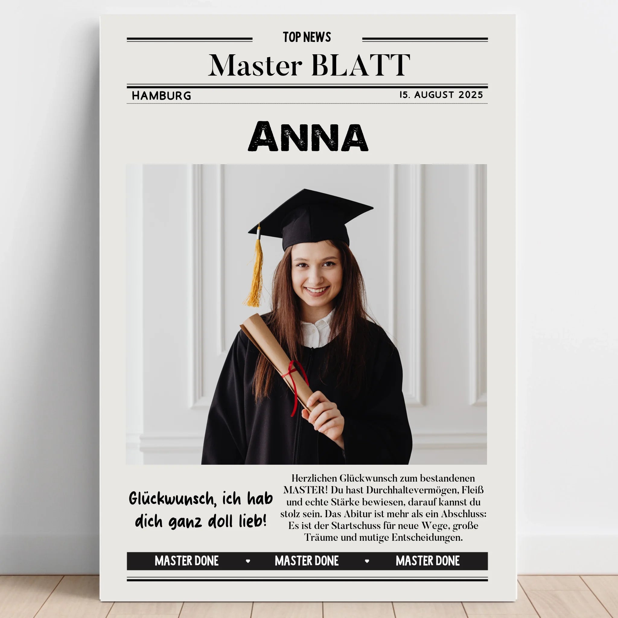 Master Geschenkidee Zeitungsposter mit Foto - Prinolla