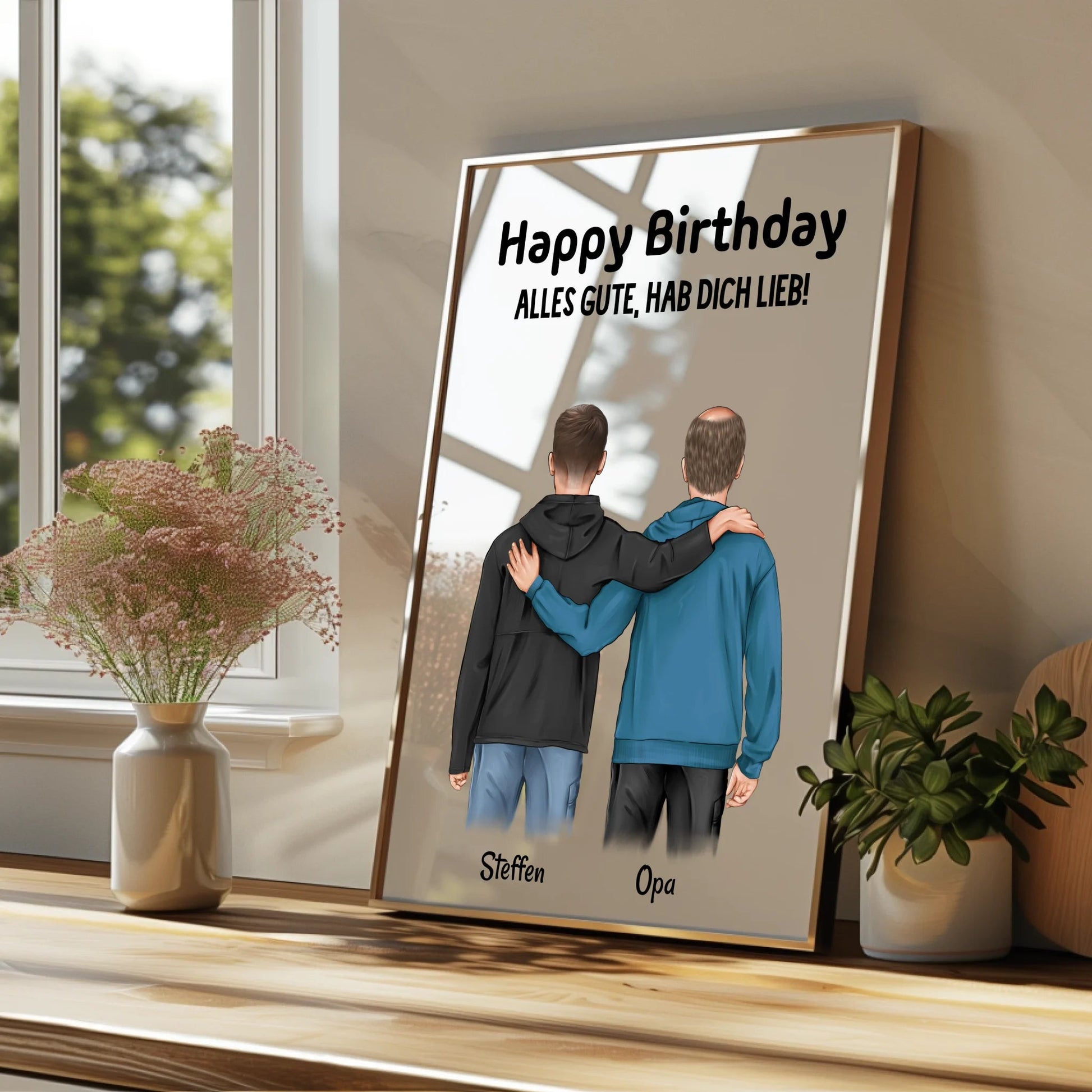 Opa Geschenkidee Poster mit erwachsener Enkel personalisiert - Prinolla