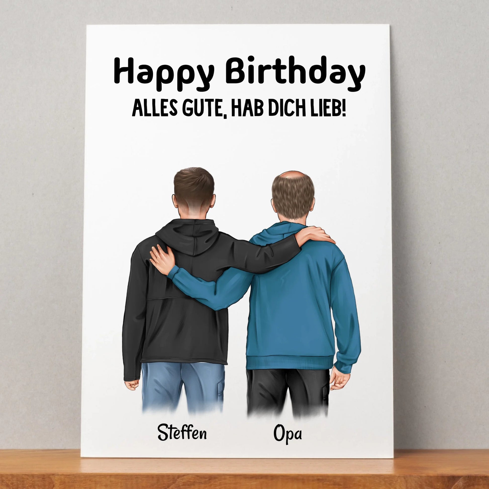 Opa Geschenkidee Poster mit erwachsener Enkel personalisiert - Prinolla
