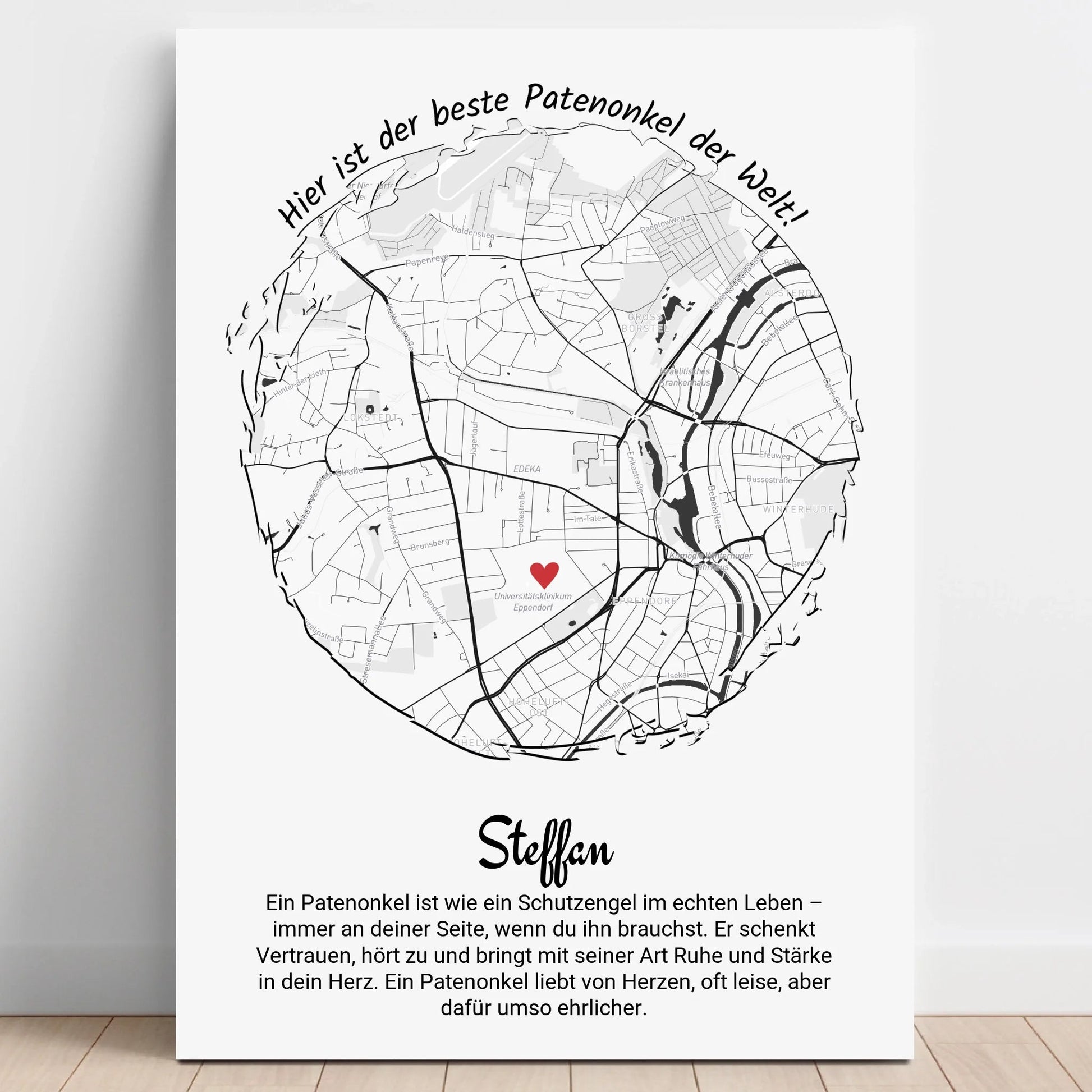 Originelle Patenonkel Geschenkidee Bild Stadtkarte mit Definition - Prinolla