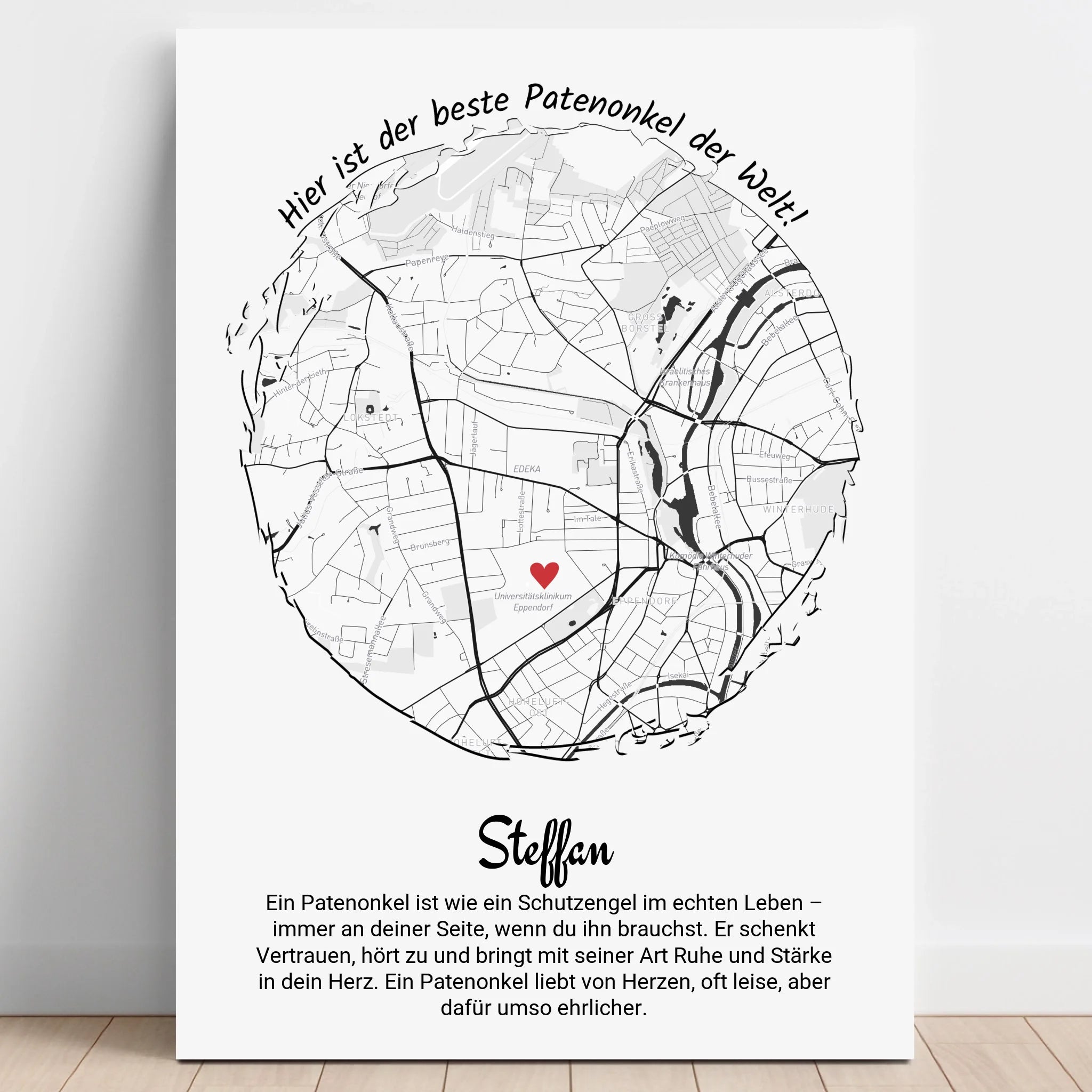 Originelle Patenonkel Geschenkidee Bild Stadtkarte mit Definition - Prinolla