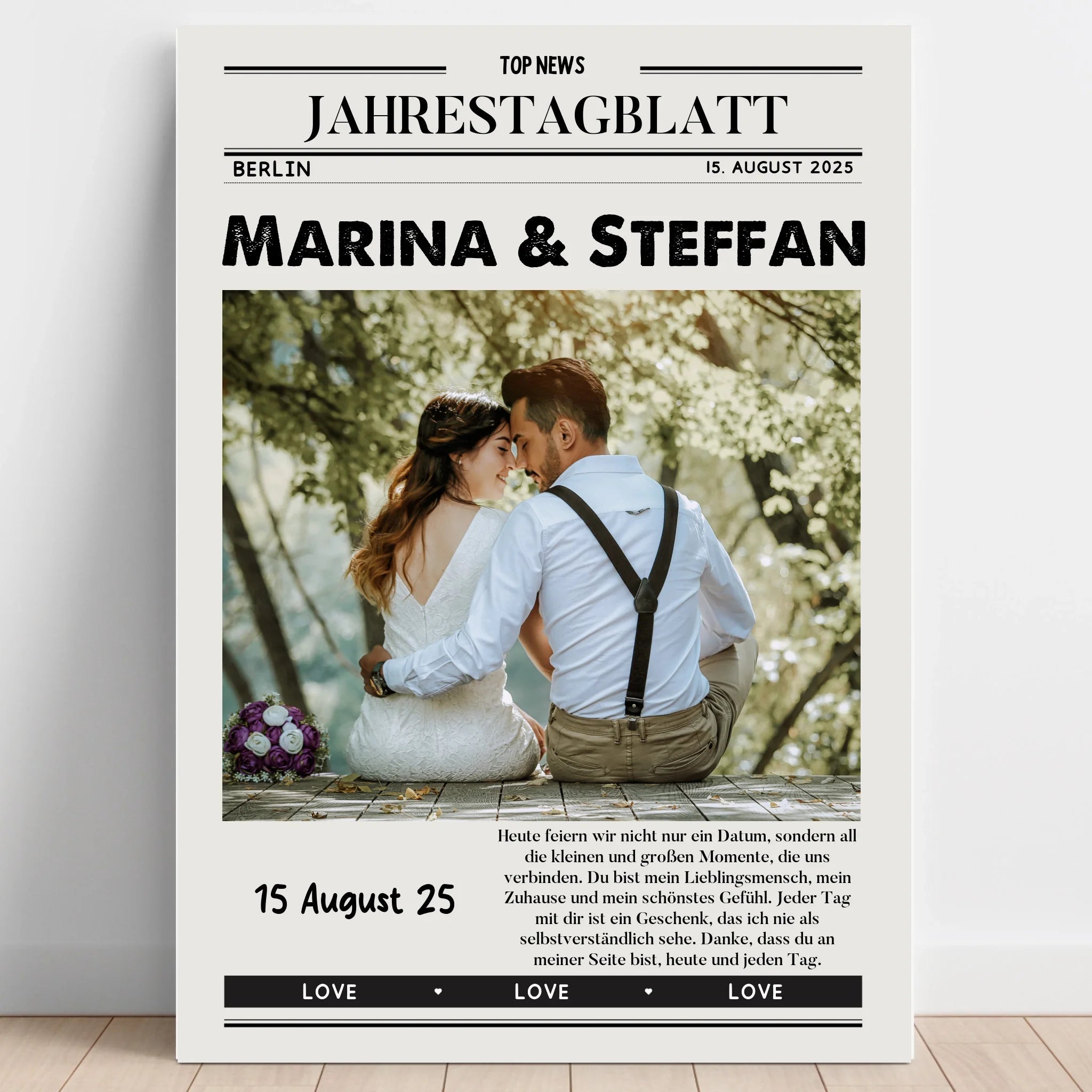 Paar Jahrestag Geschenk Zeitungsposter personalisiert - Prinolla