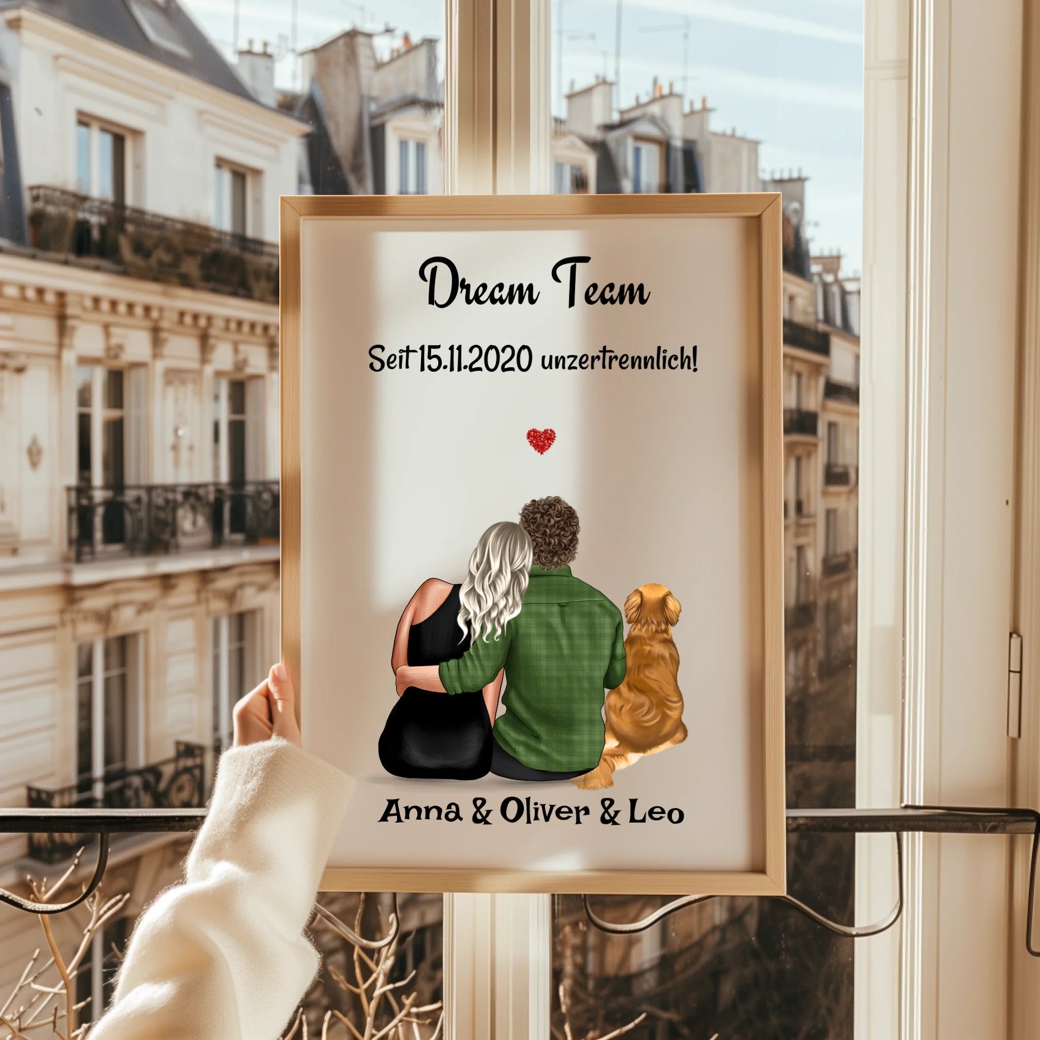 Paar mit Hund Poster Geschenk personalisiert - Prinolla