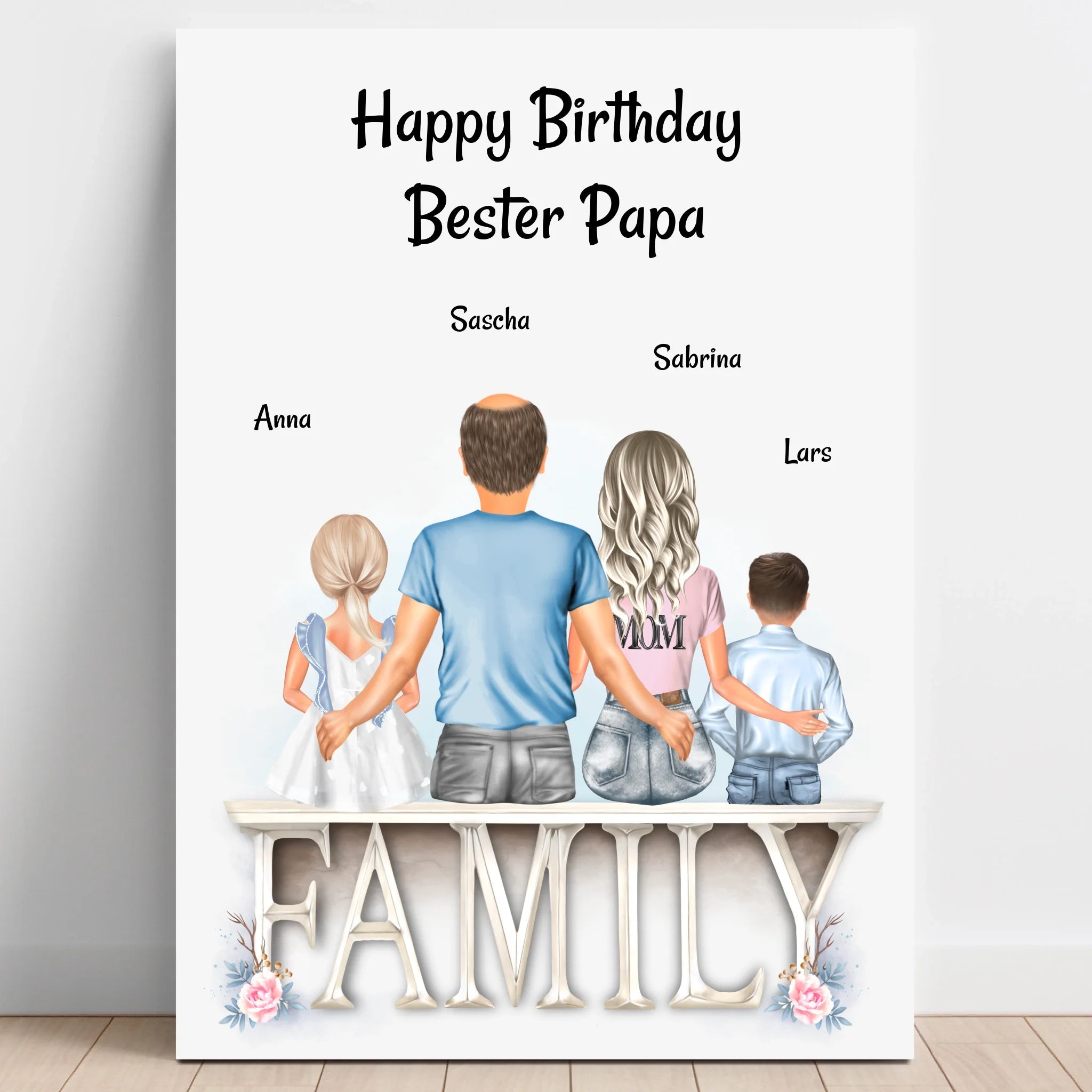 Papa Geburtstagsgeschenk Familie Bild personalisiert - Prinolla