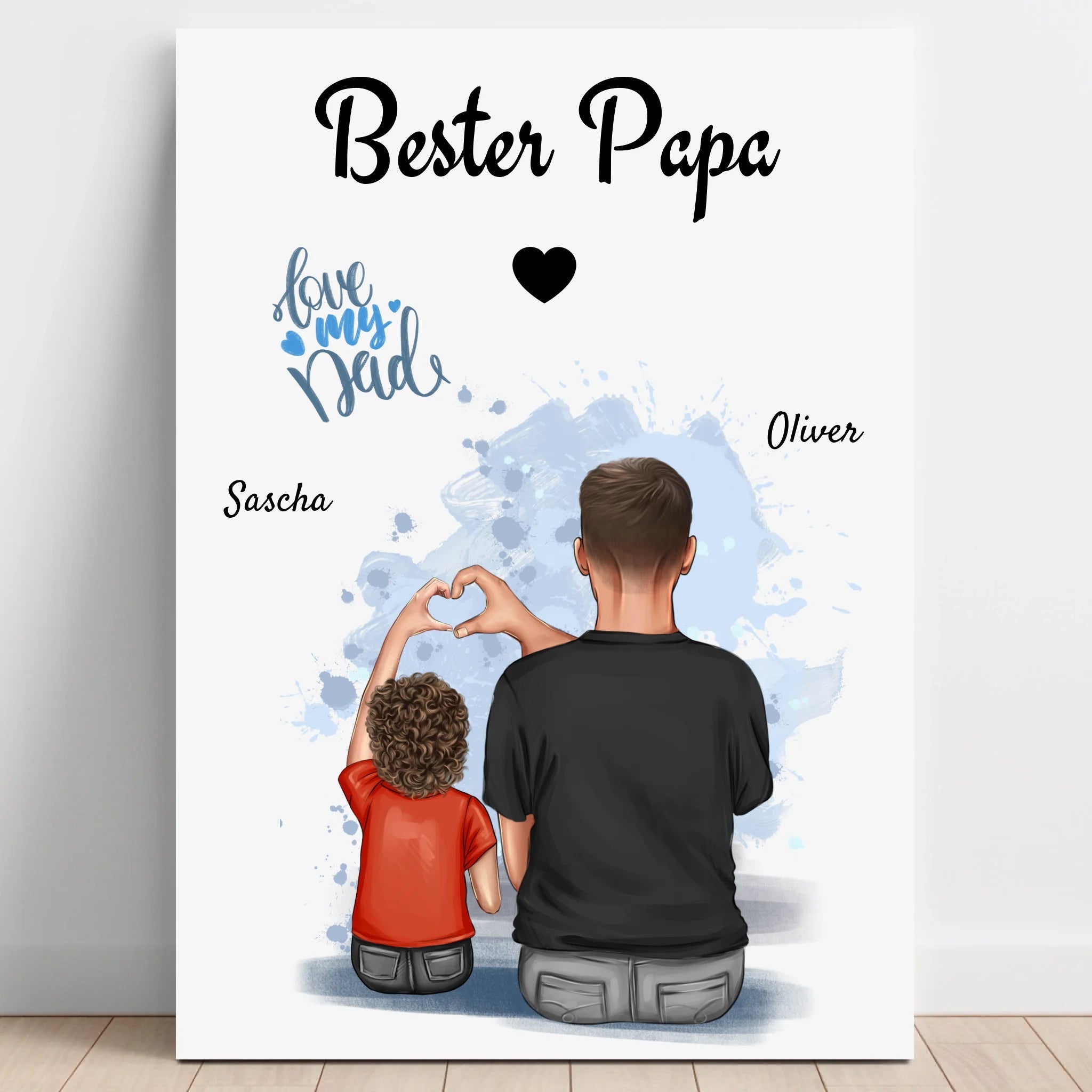 Papa Kind Geschenk Poster Illustration gestalten - Prinolla