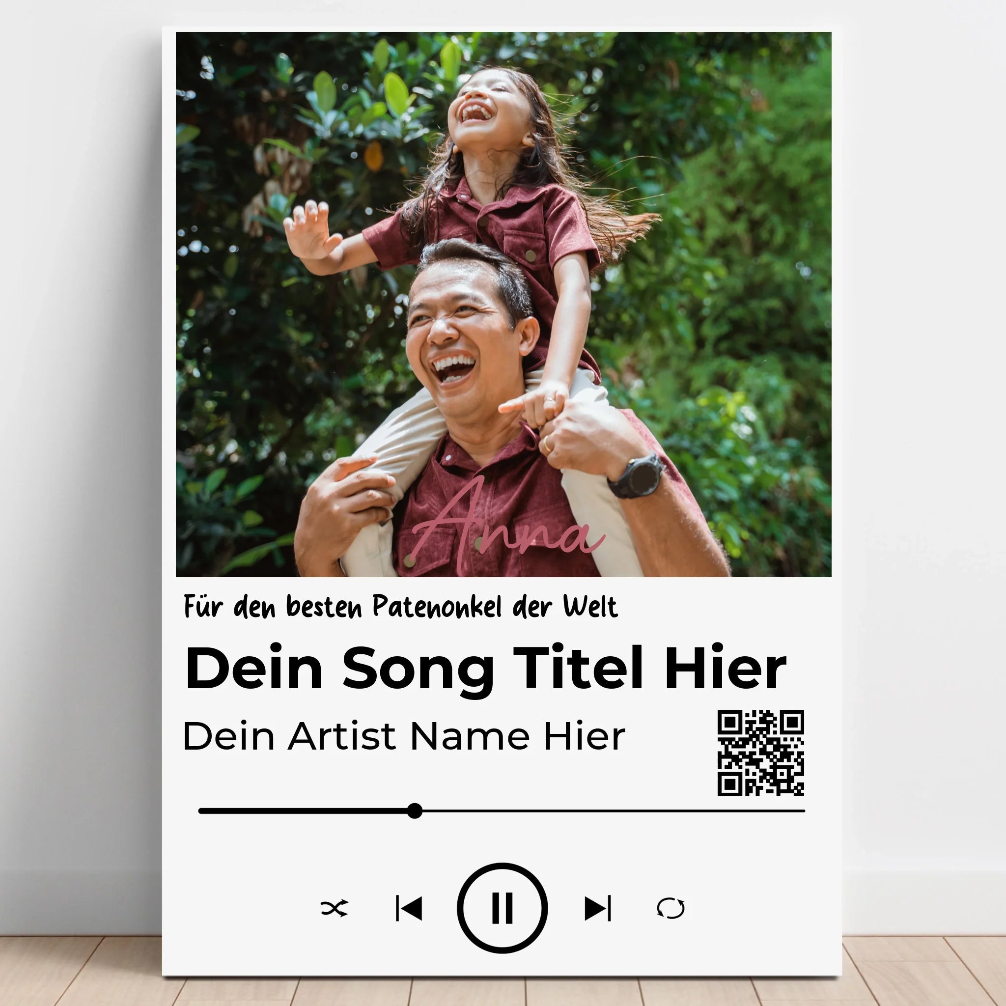 Patenonkel Geschenk Musikposter Lieblingslied mit Foto - Prinolla