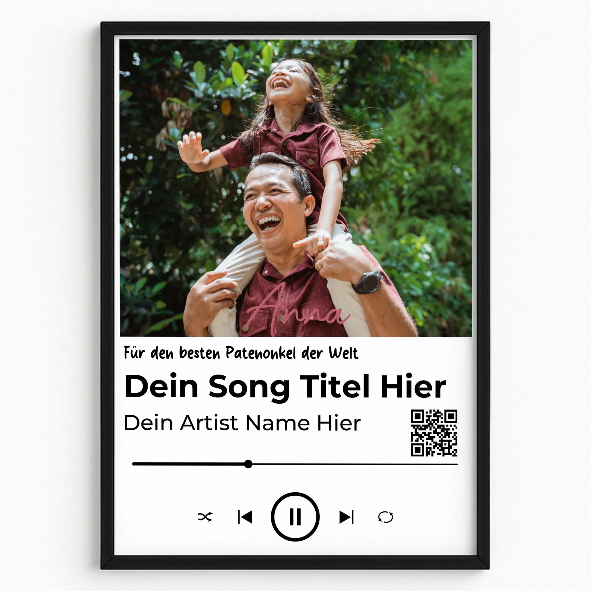 Patenonkel Geschenk Musikposter Lieblingslied mit Foto - Prinolla