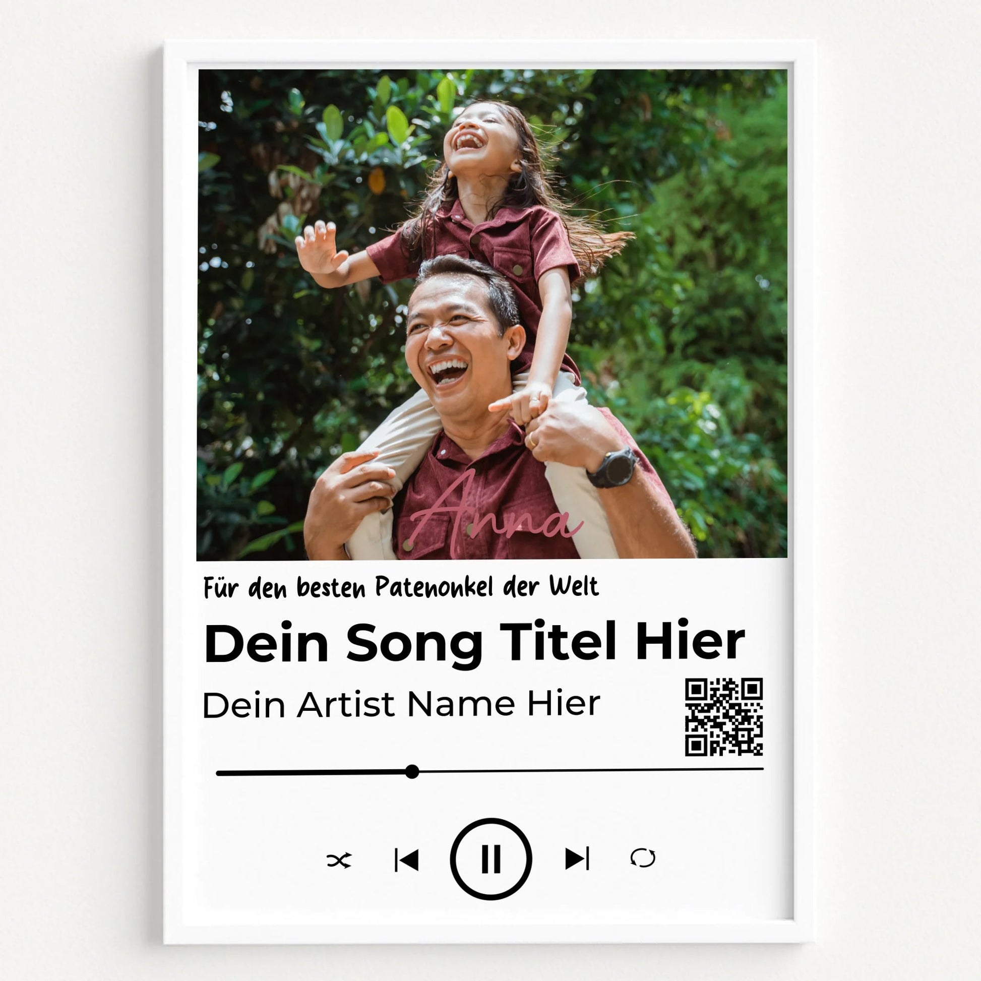 Patenonkel Geschenk Musikposter Lieblingslied mit Foto - Prinolla