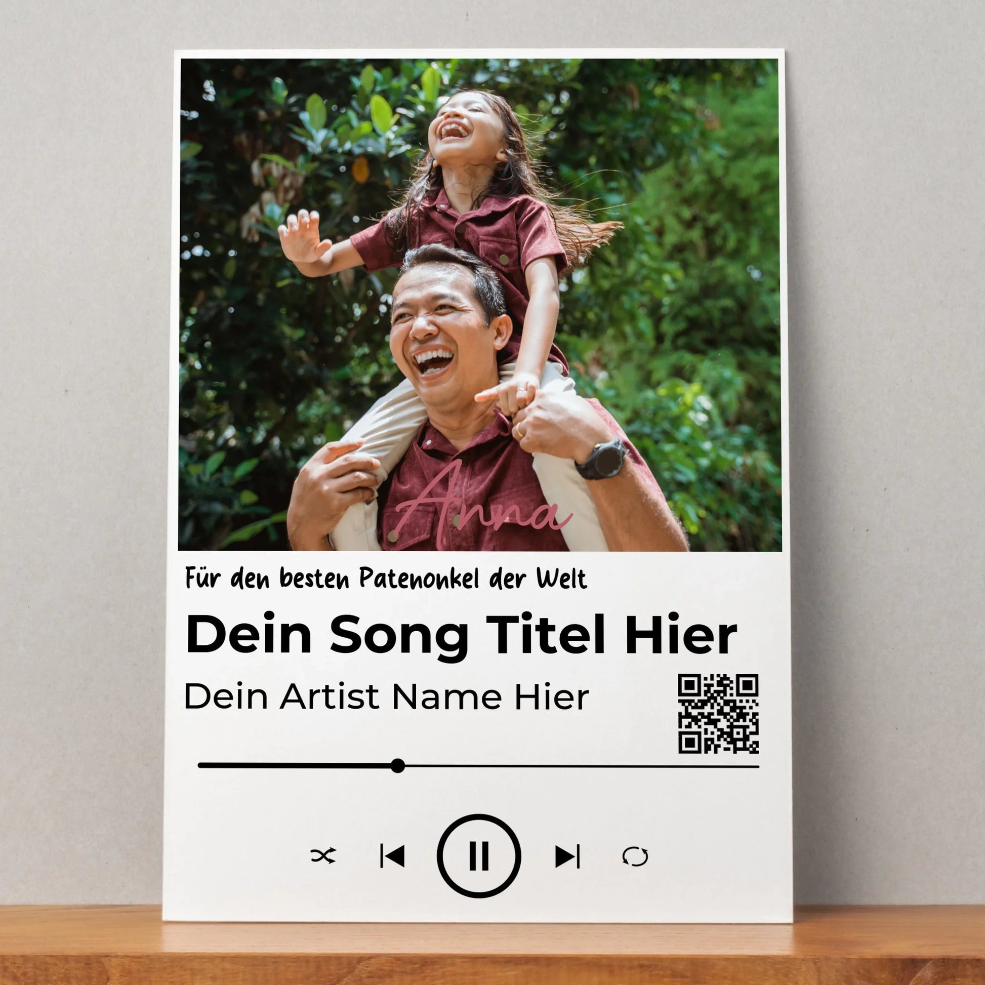 Patenonkel Geschenk Musikposter Lieblingslied mit Foto - Prinolla