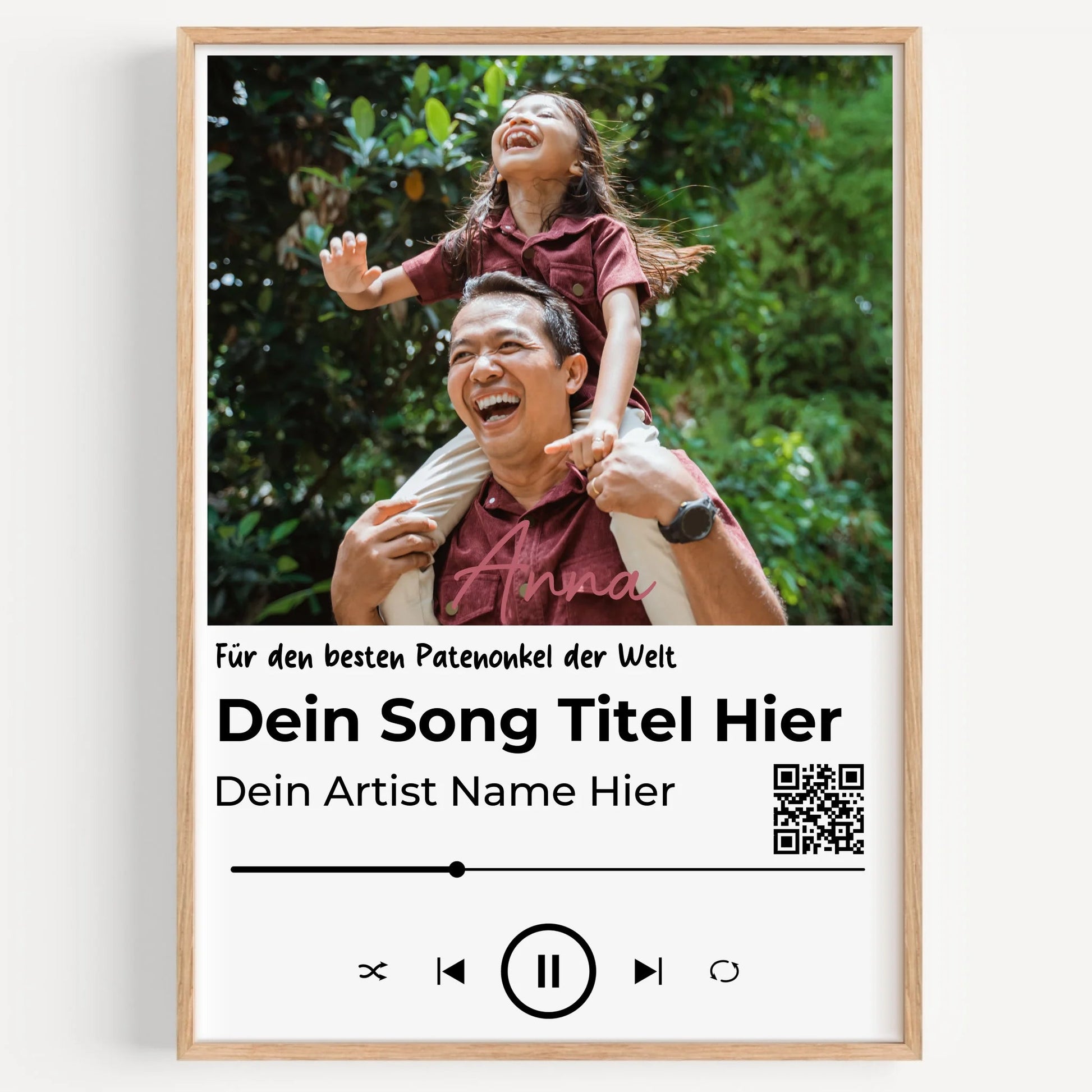 Patenonkel Geschenk Musikposter Lieblingslied mit Foto - Prinolla