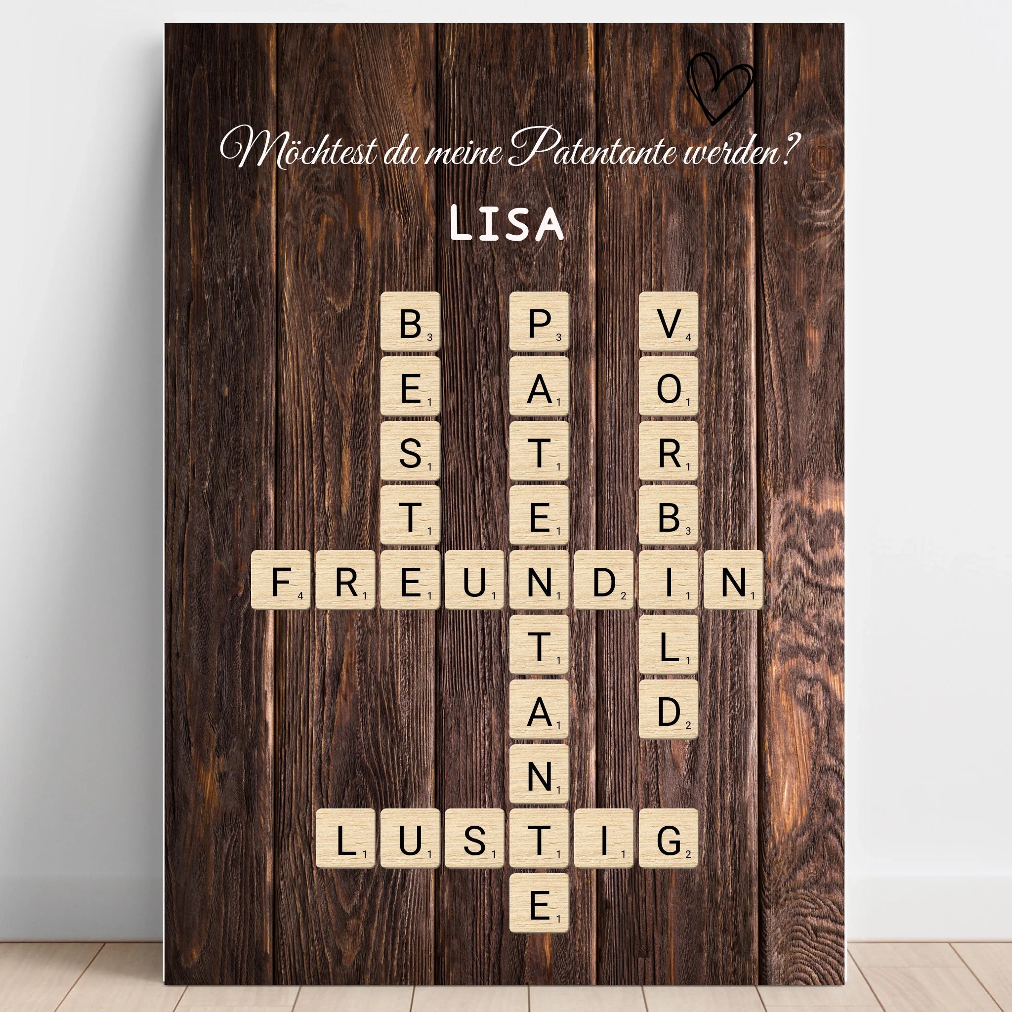 Patentante fragen Wort Poster Geschenk gestalten - Prinolla