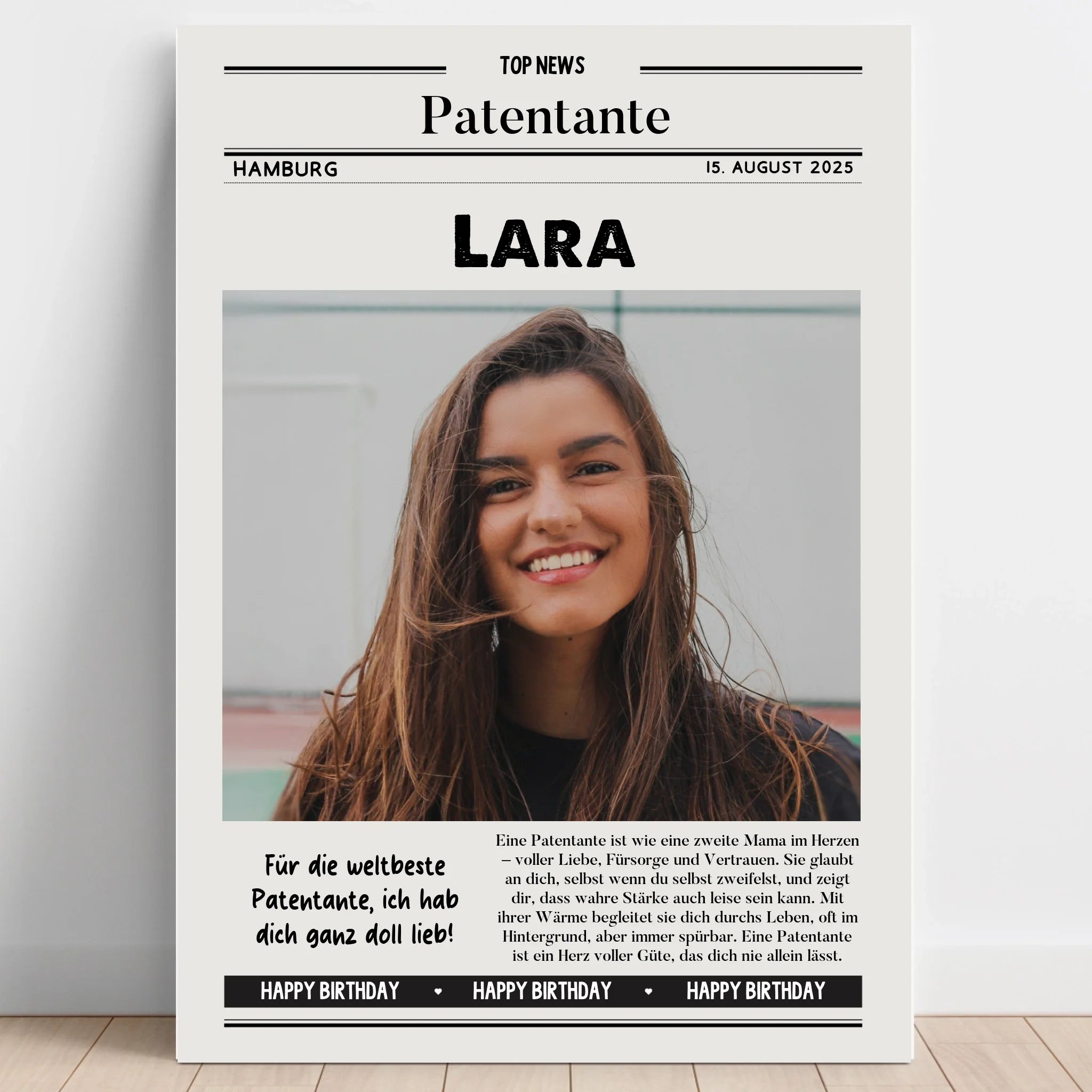 Patentante Zeitungsposter Geburtstagsgeschenk gestalten - Prinolla