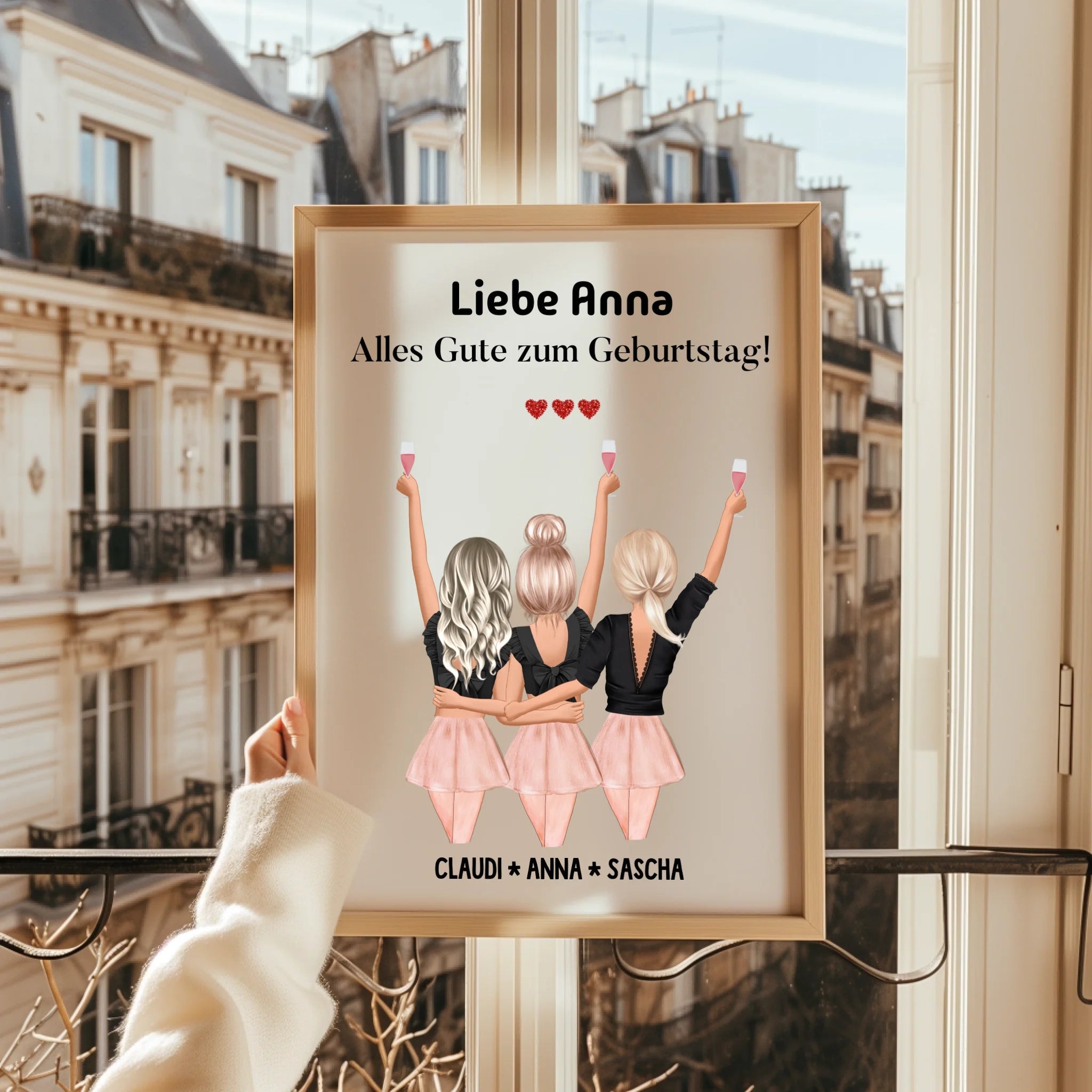 Personalisierte 3 Freundinnen Geburtstag Geschenk Poster - Prinolla