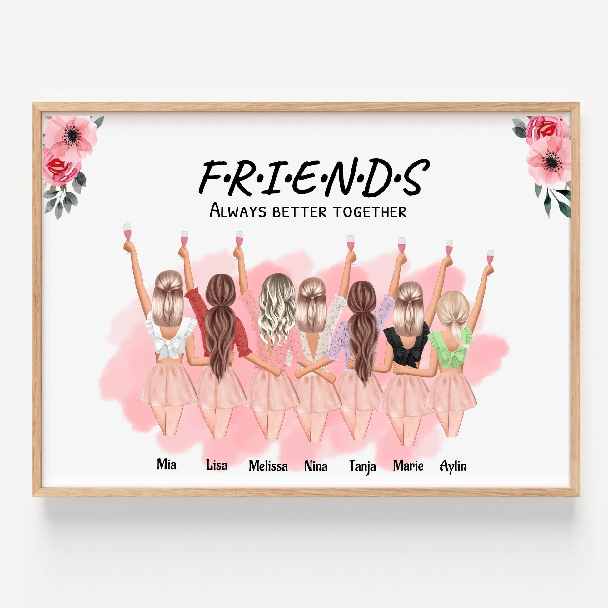 Personalisierte 7 Mädchen Illustration Bild Geschenk anpassen - Prinolla