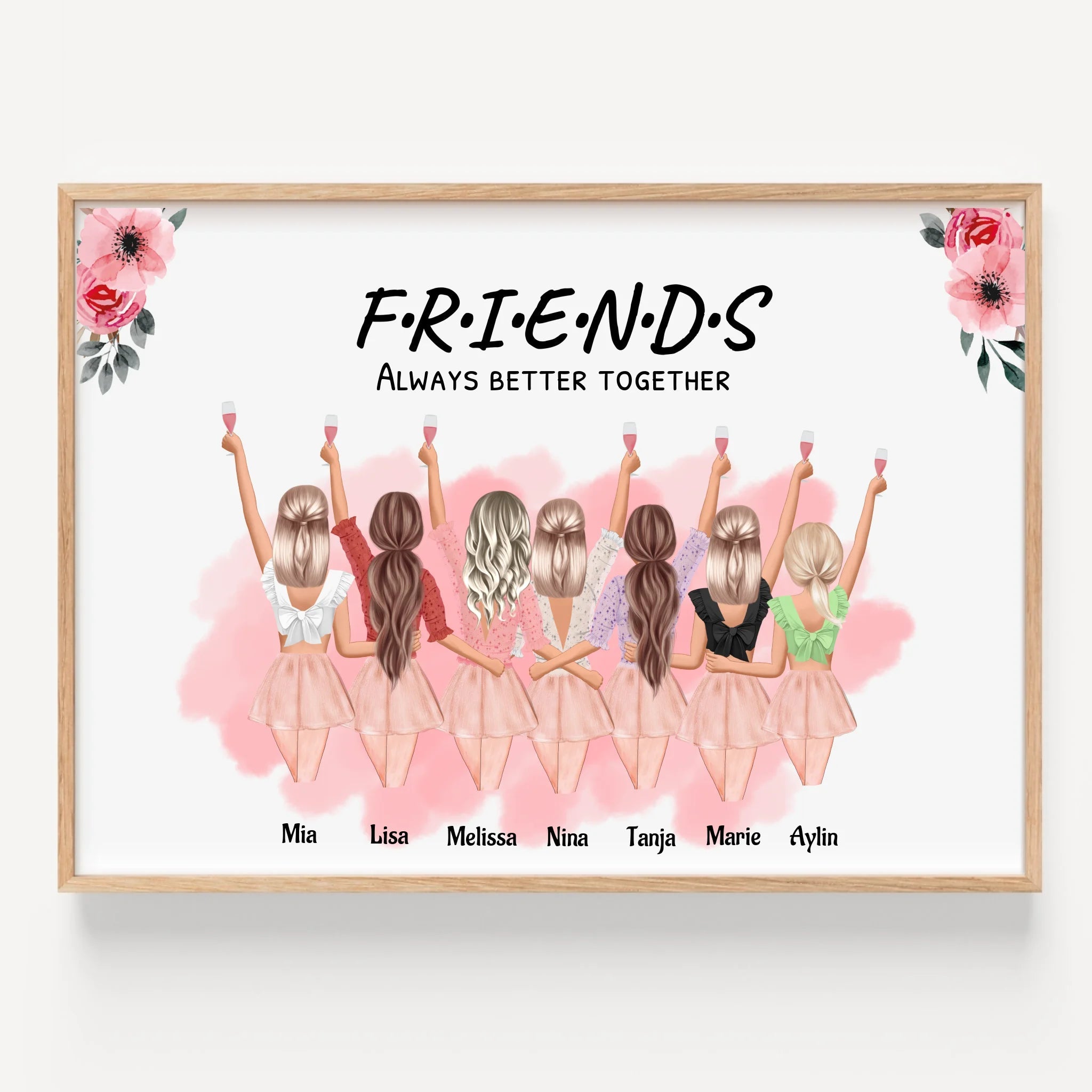 Personalisierte 7 Mädchen Illustration Bild Geschenk anpassen - Prinolla