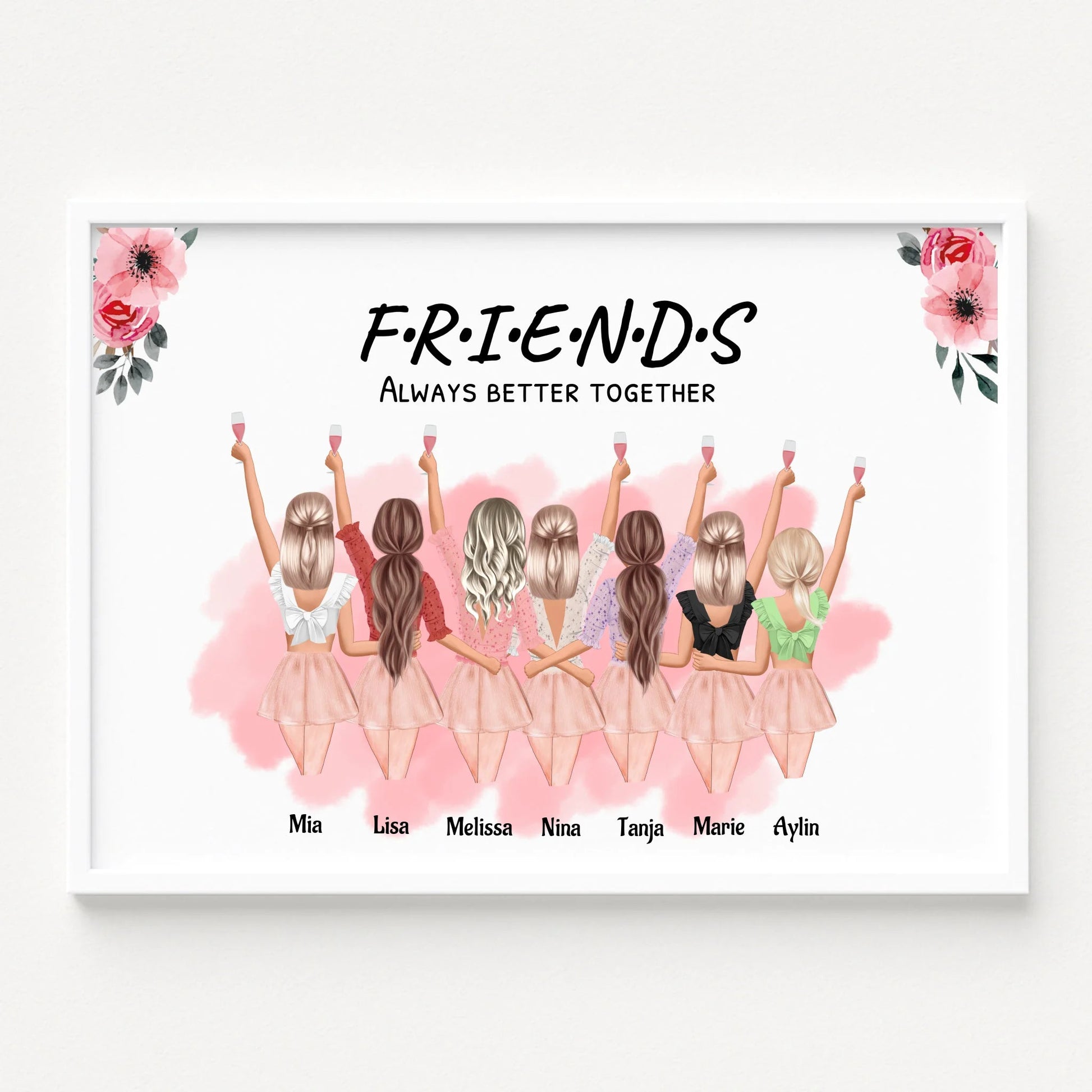 Personalisierte 7 Mädchen Illustration Bild Geschenk anpassen - Prinolla