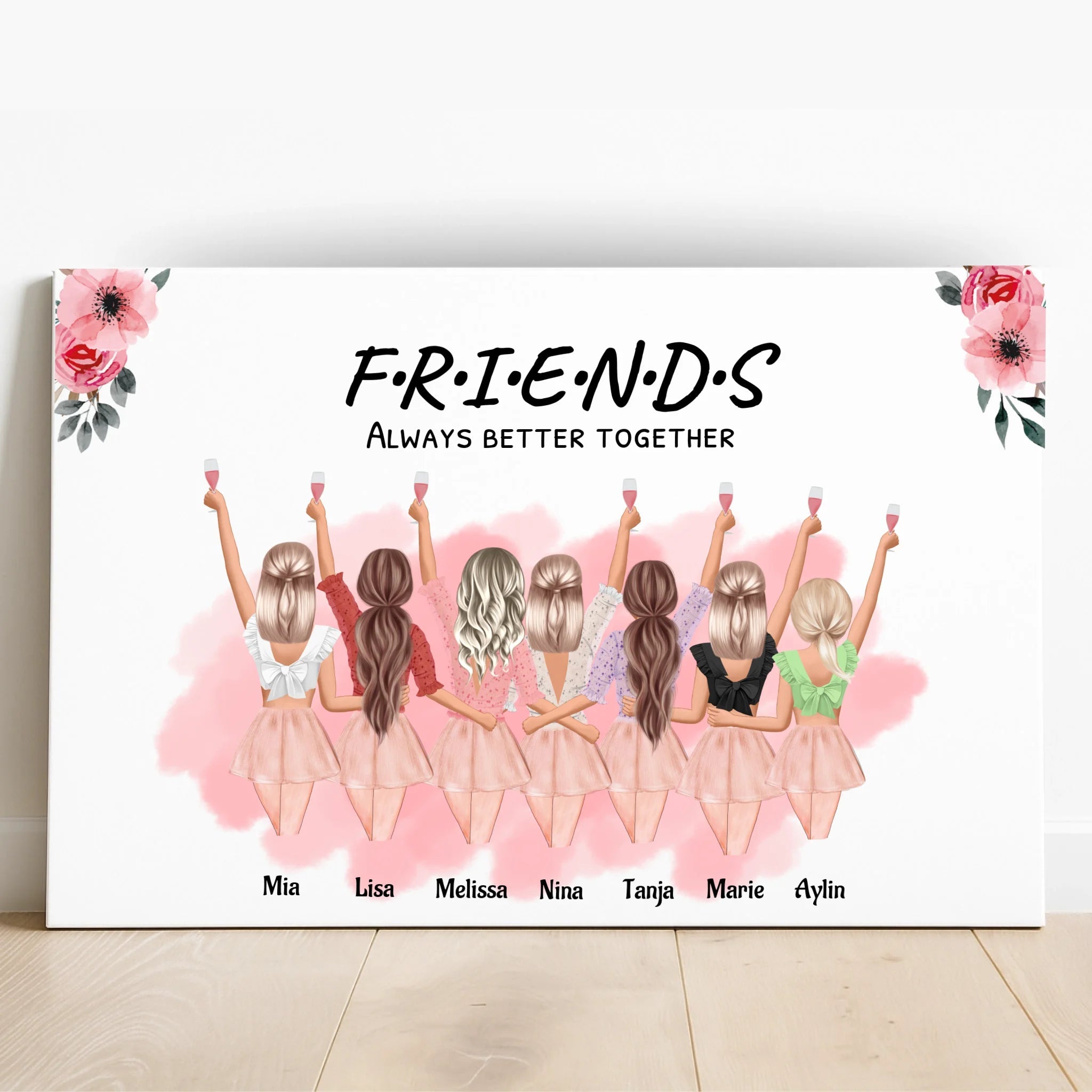 Personalisierte 7 Mädchen Illustration Bild Geschenk anpassen - Prinolla