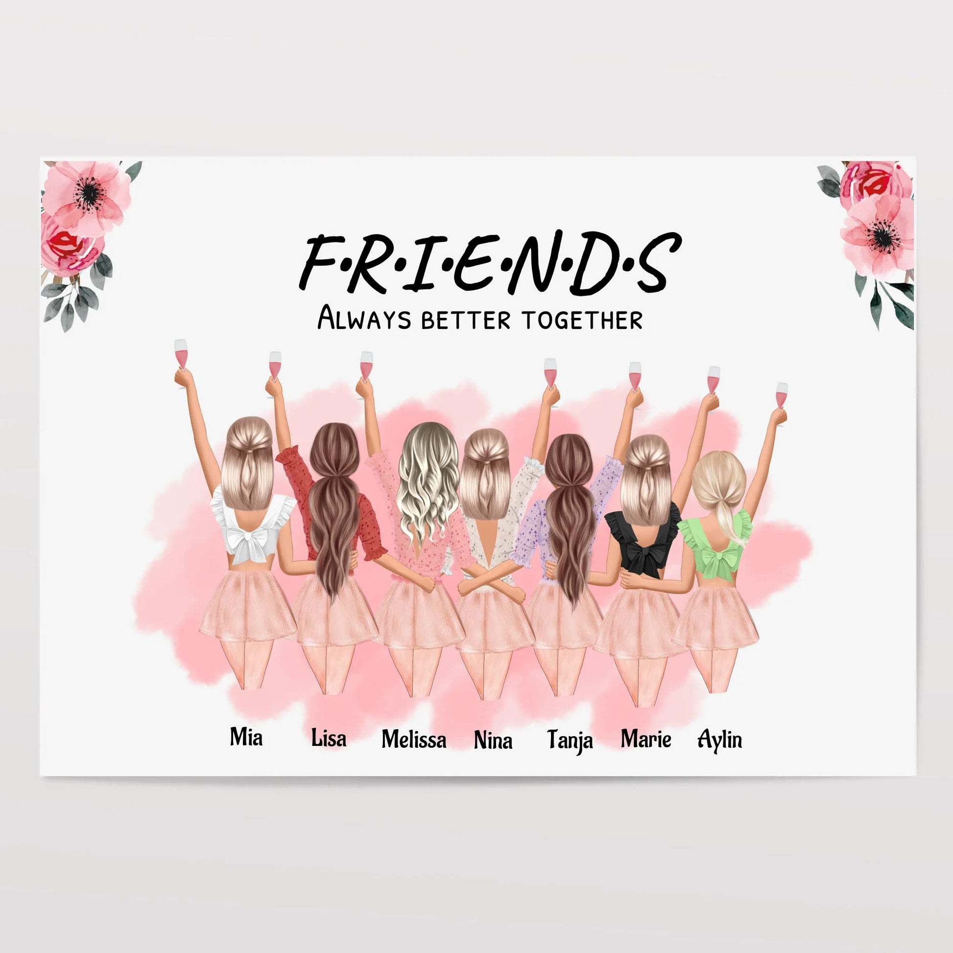 Personalisierte 7 Mädchen Illustration Bild Geschenk anpassen - Prinolla