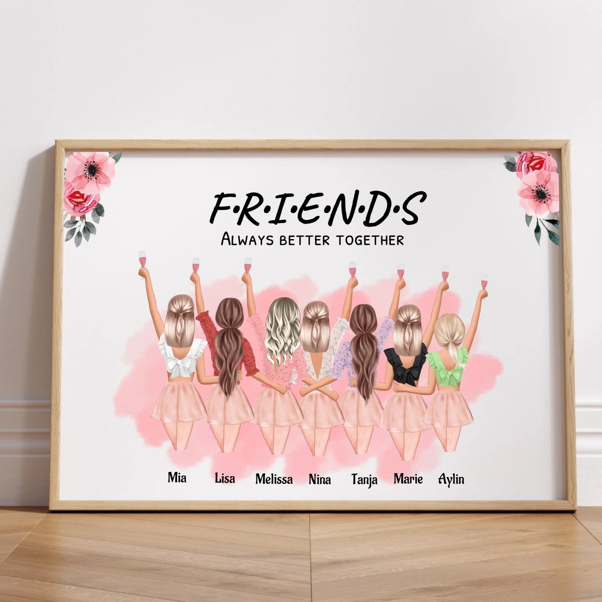 Personalisierte 7 Mädchen Illustration Bild Geschenk anpassen - Prinolla