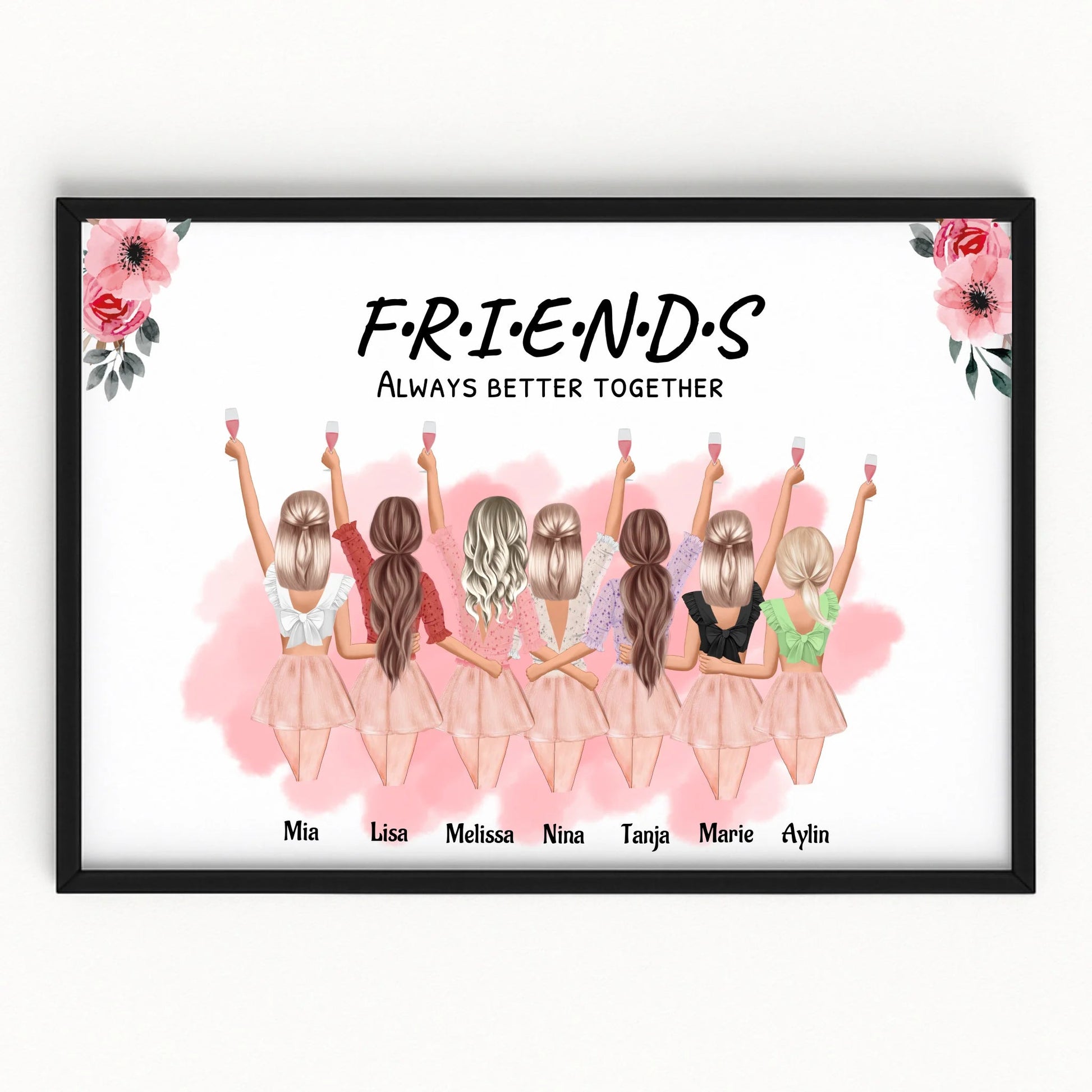 Personalisierte 7 Mädchen Illustration Bild Geschenk anpassen - Prinolla