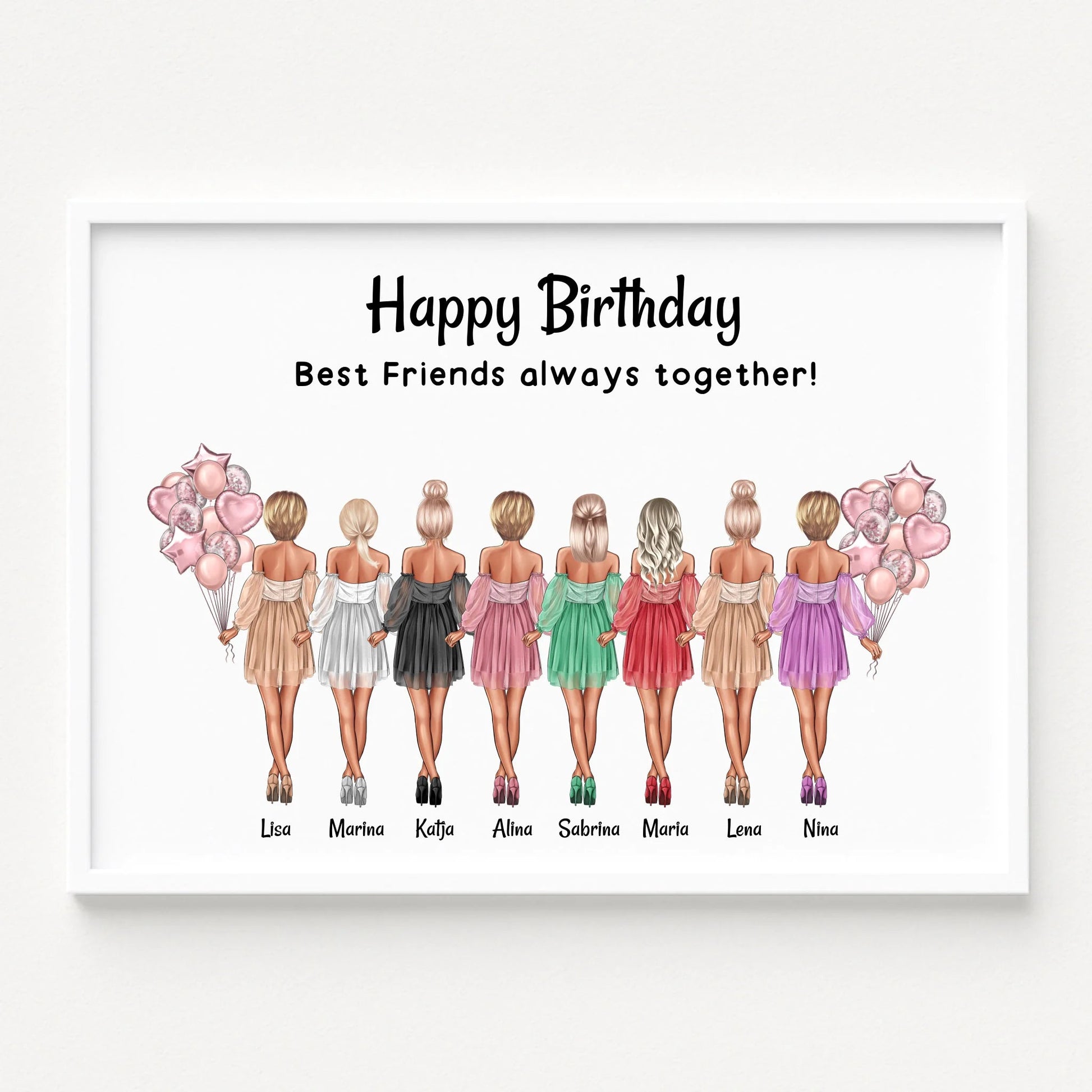 Personalisierte 8 Freundinnen Gruppengeschenk Bild - Prinolla