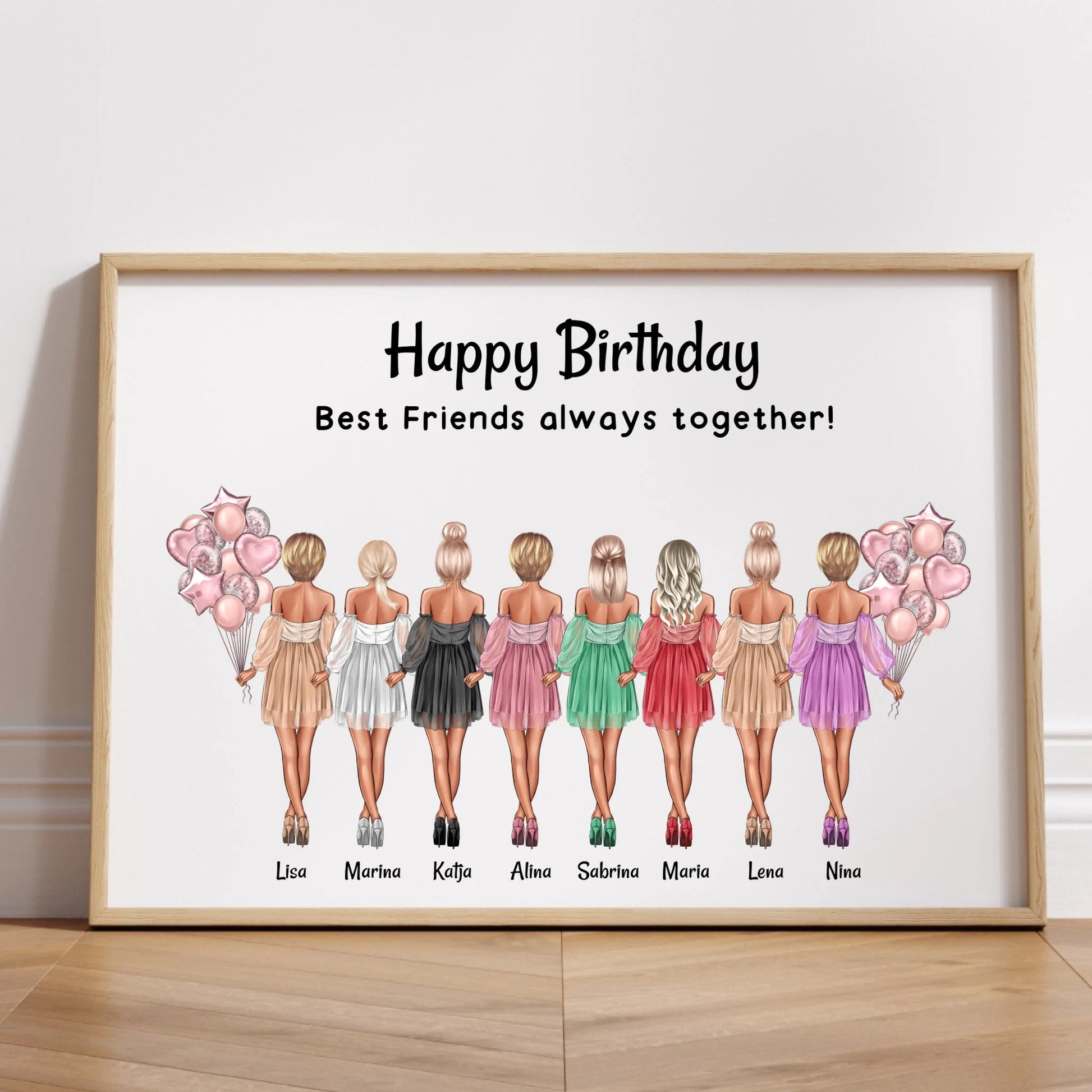 Personalisierte 8 Freundinnen Gruppengeschenk Bild - Prinolla