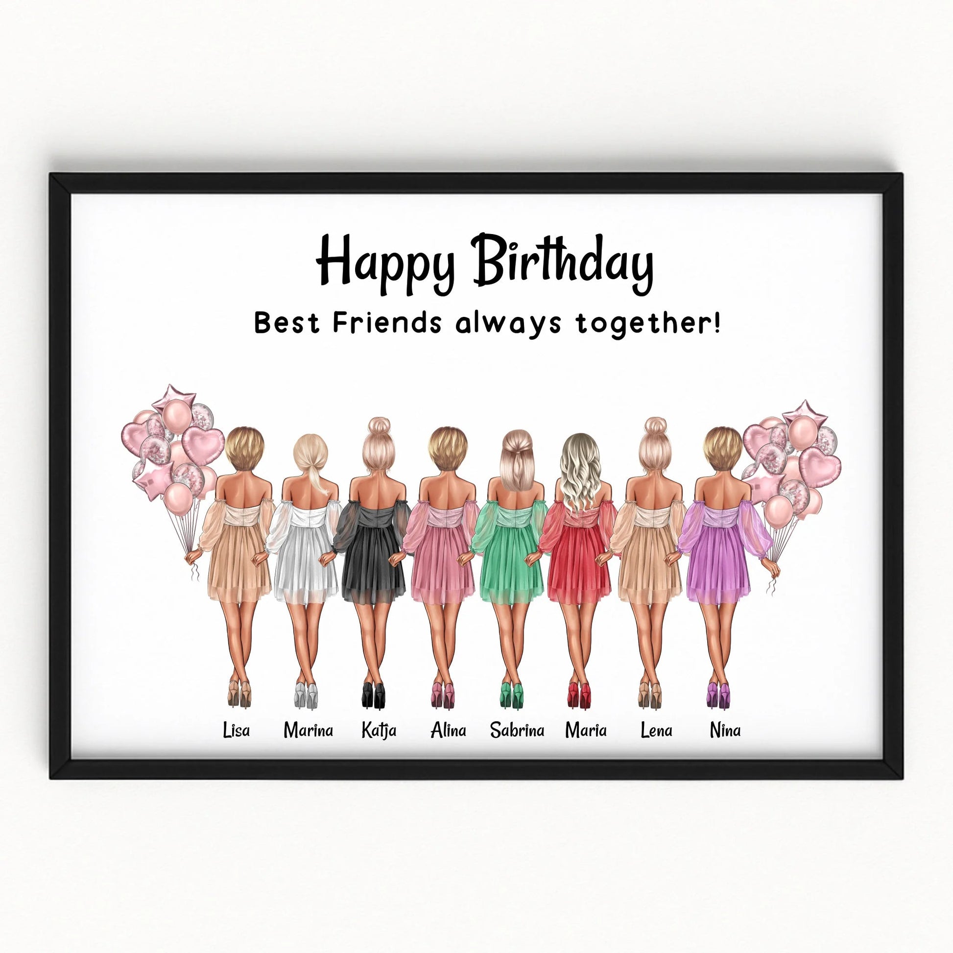 Personalisierte 8 Freundinnen Gruppengeschenk Bild - Prinolla