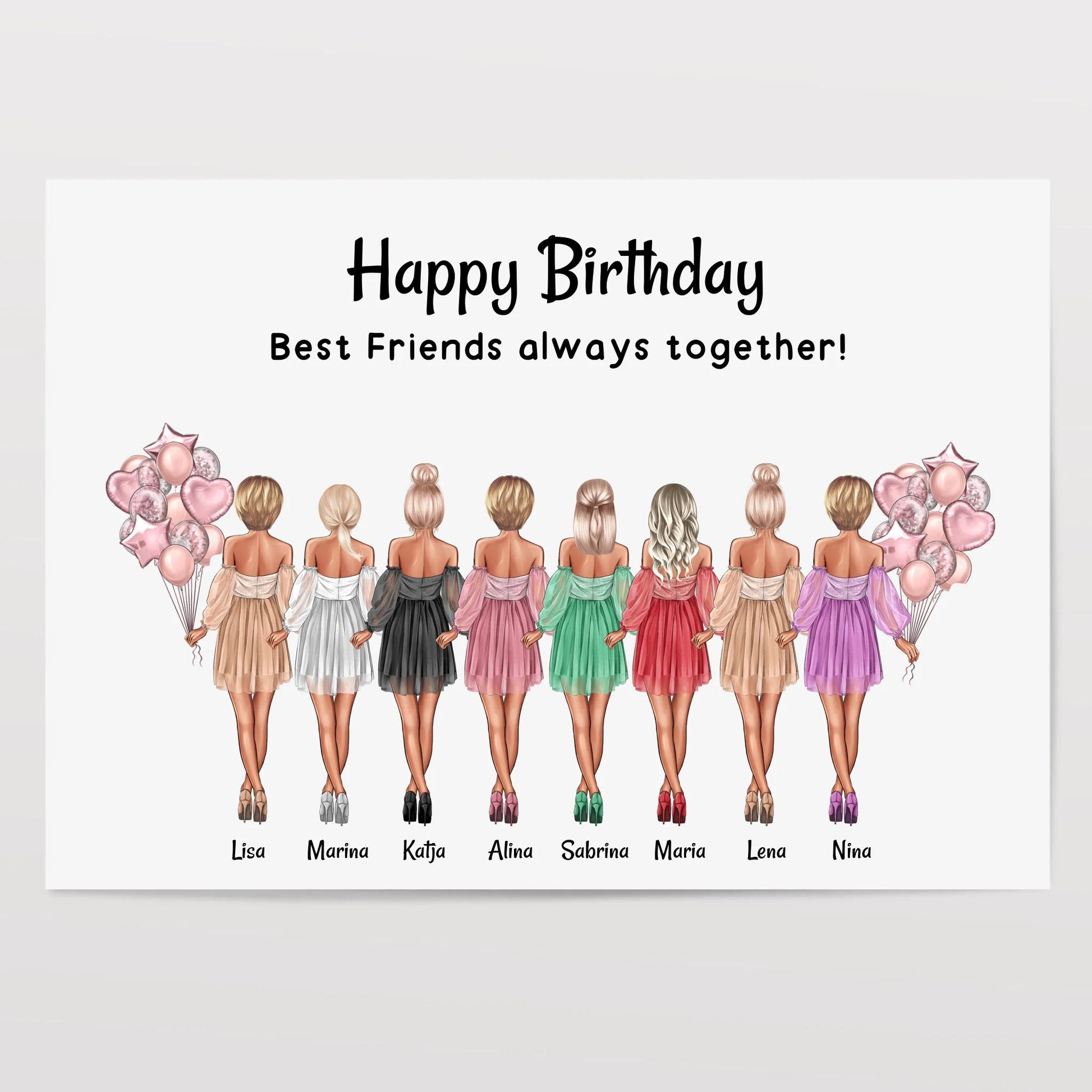 Personalisierte 8 Freundinnen Gruppengeschenk Bild - Prinolla