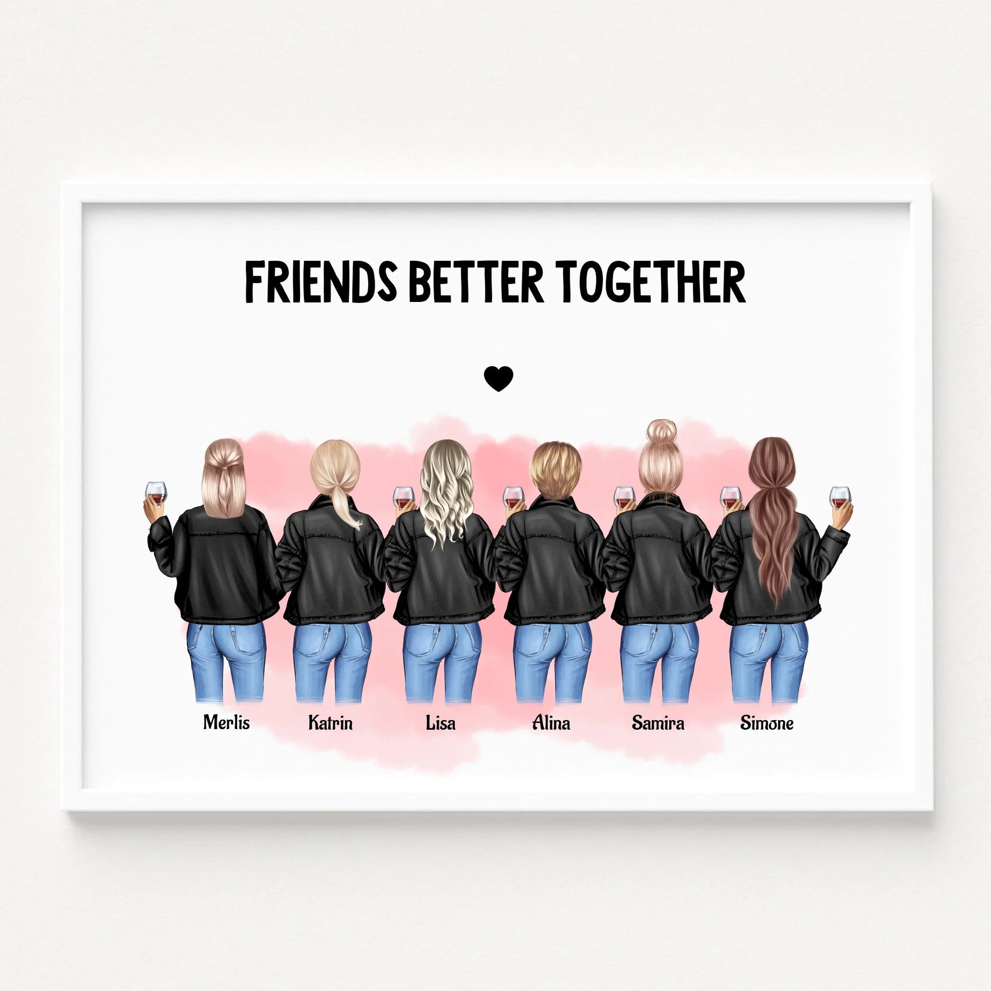 Personalisiertes 6 Freundinnen Bild Geschenk mit Spruch - Prinolla