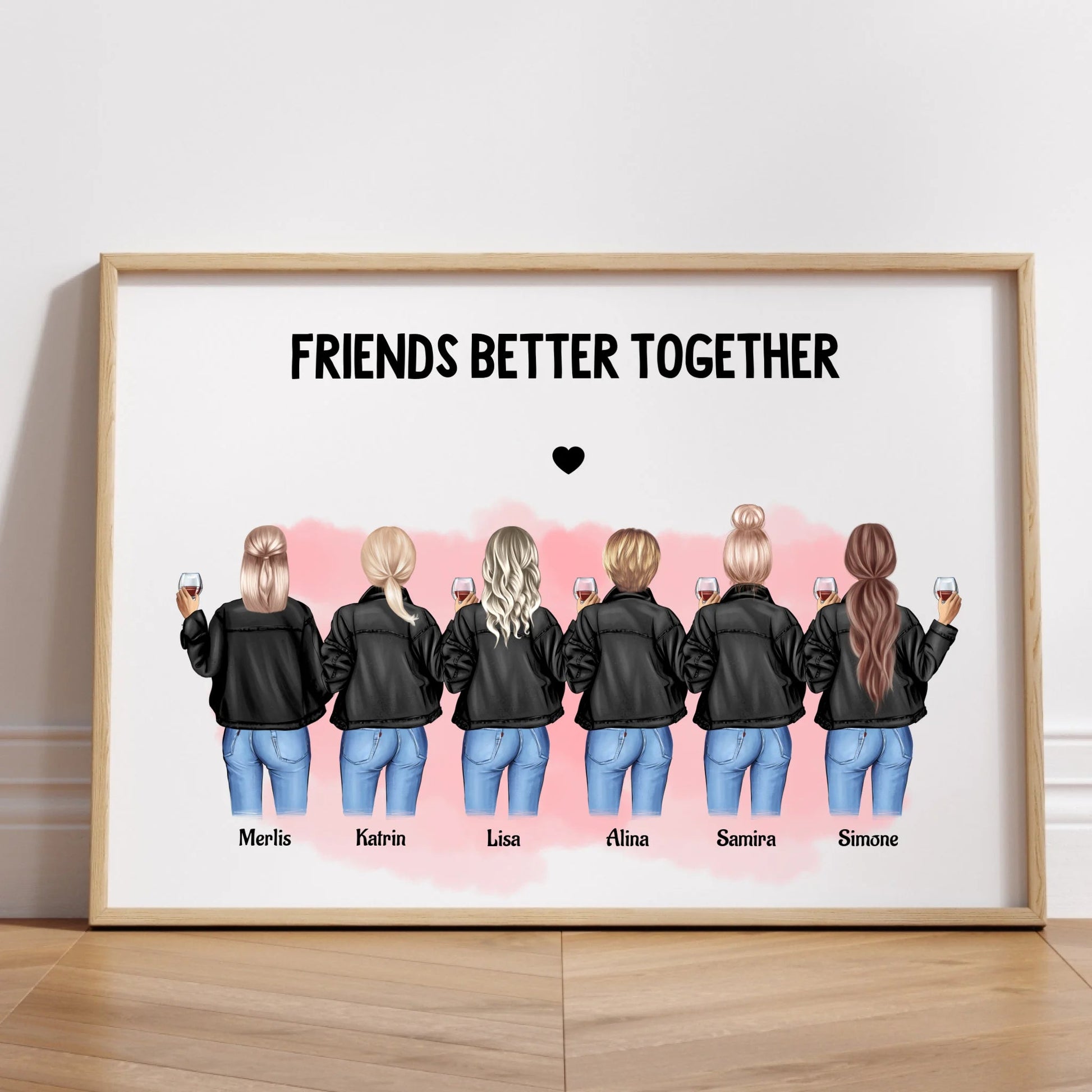 Personalisiertes 6 Freundinnen Bild Geschenk mit Spruch - Prinolla