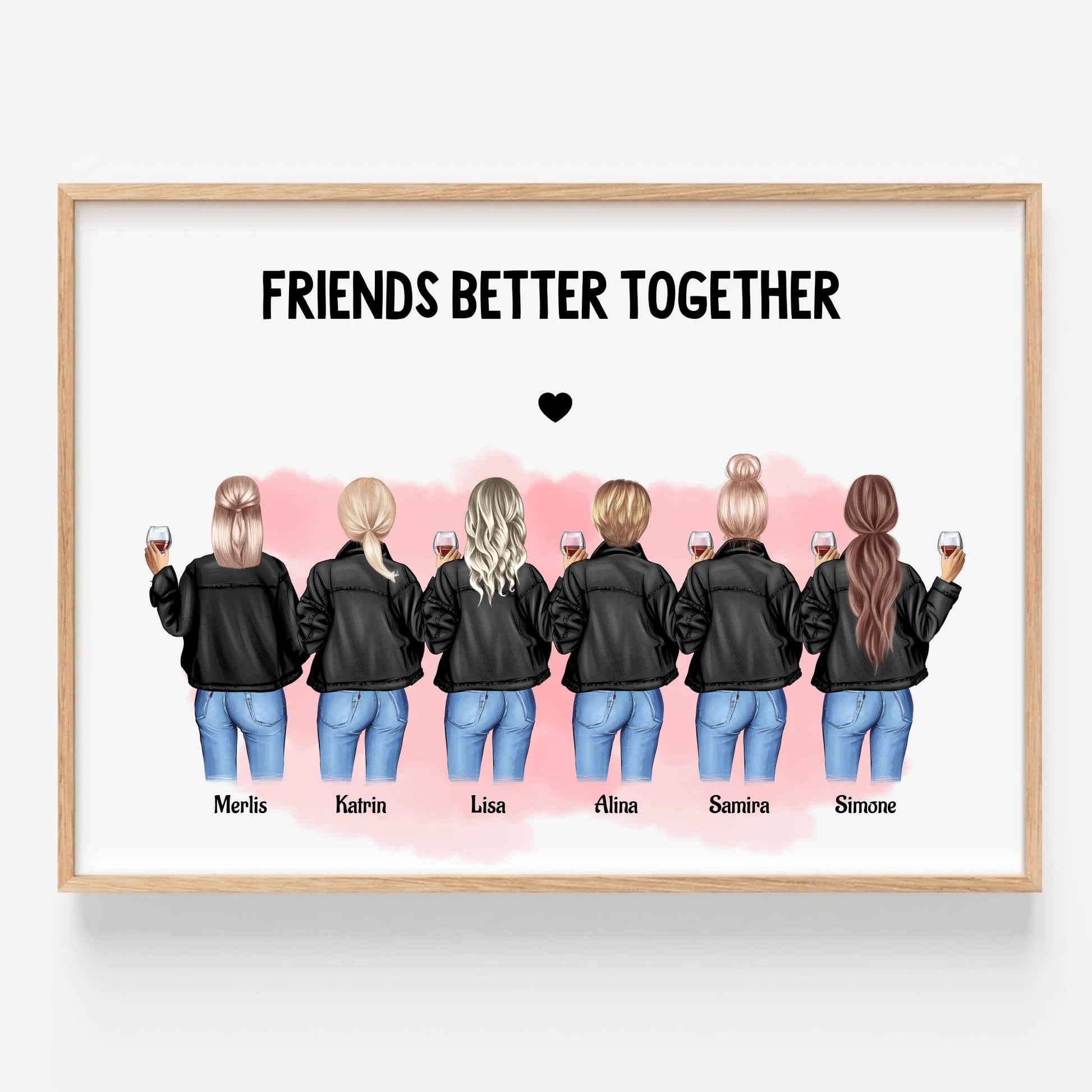 Personalisiertes 6 Freundinnen Bild Geschenk mit Spruch - Prinolla