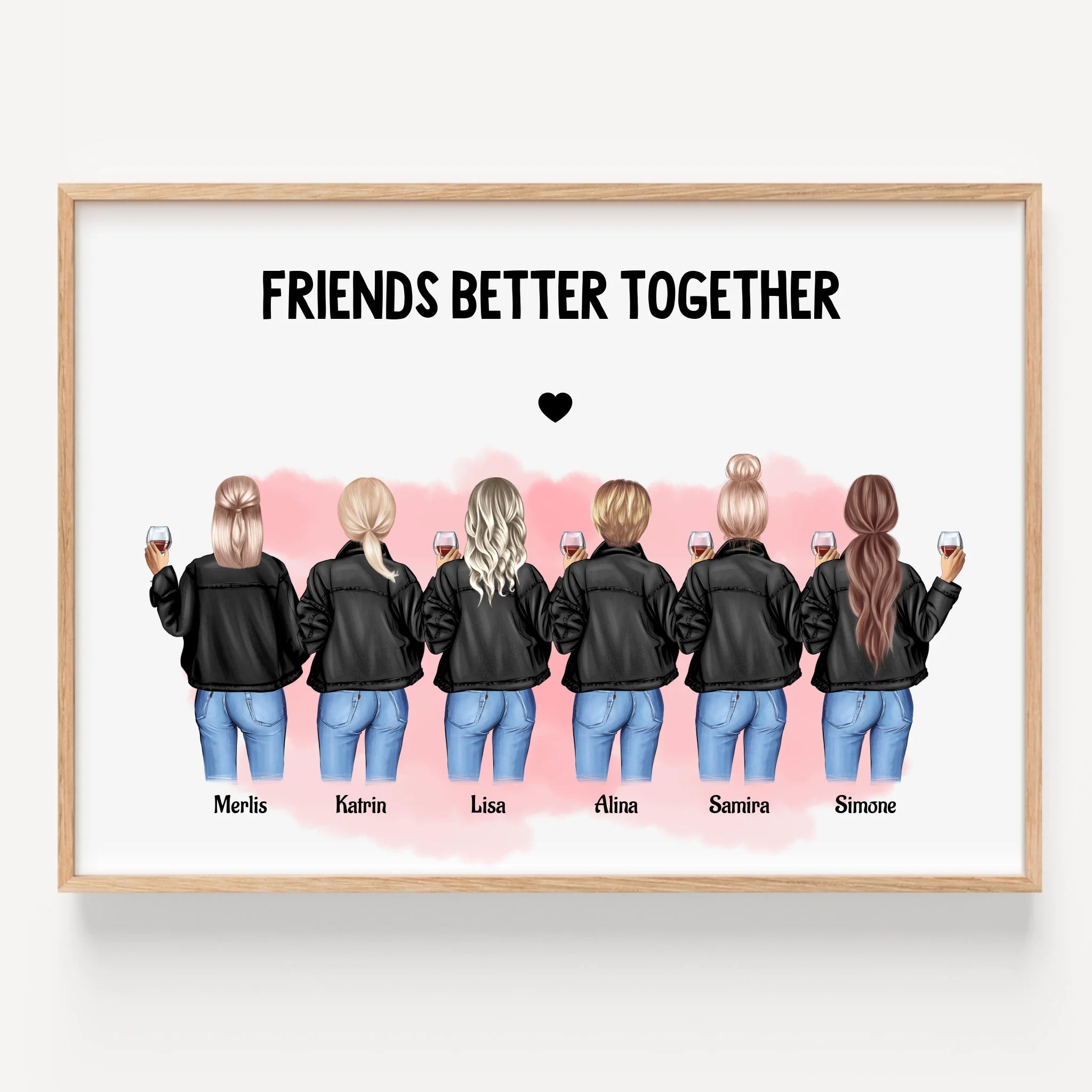 Personalisiertes 6 Freundinnen Bild Geschenk mit Spruch - Prinolla